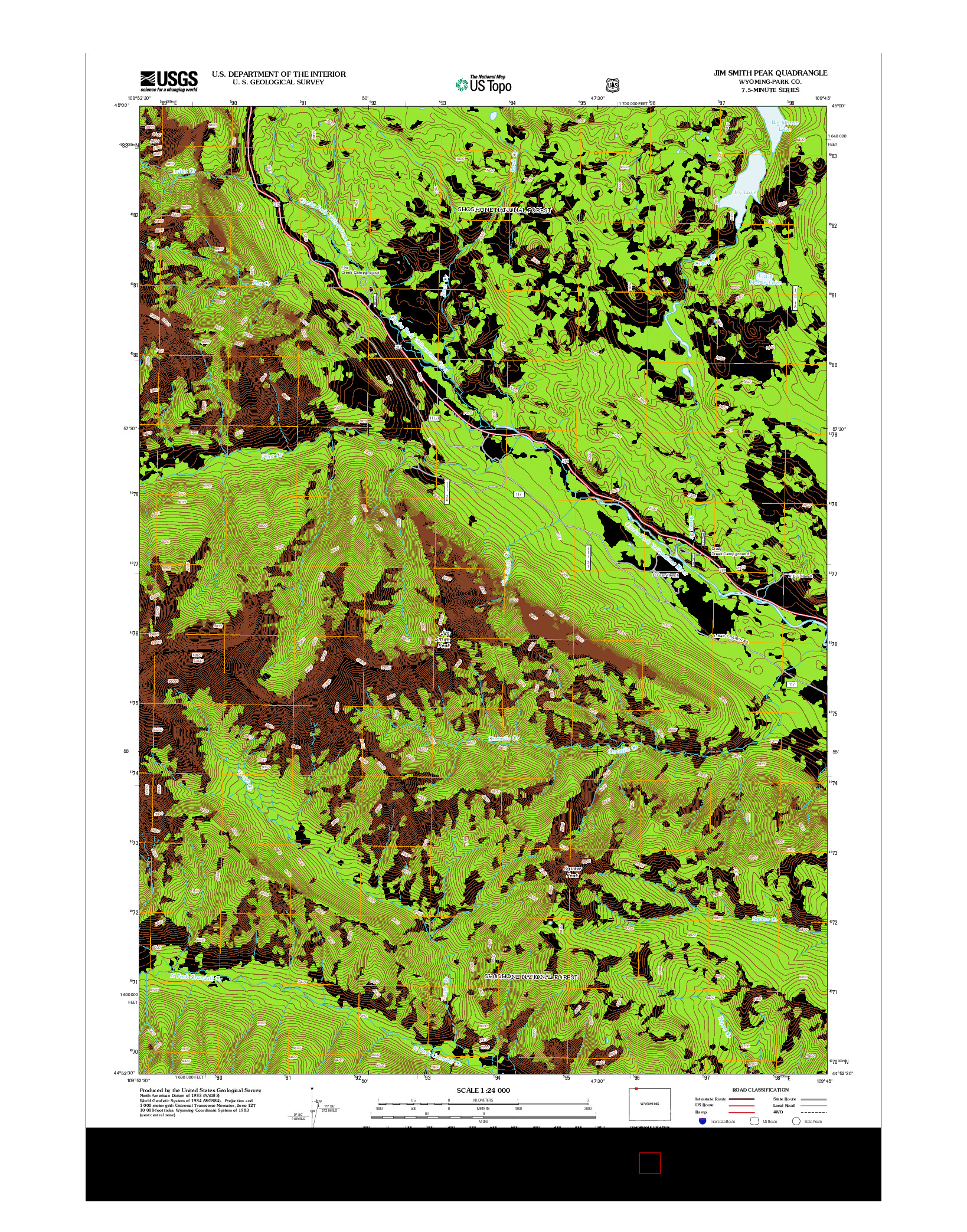 USGS US TOPO 7.5-MINUTE MAP FOR JIM SMITH PEAK, WY 2012