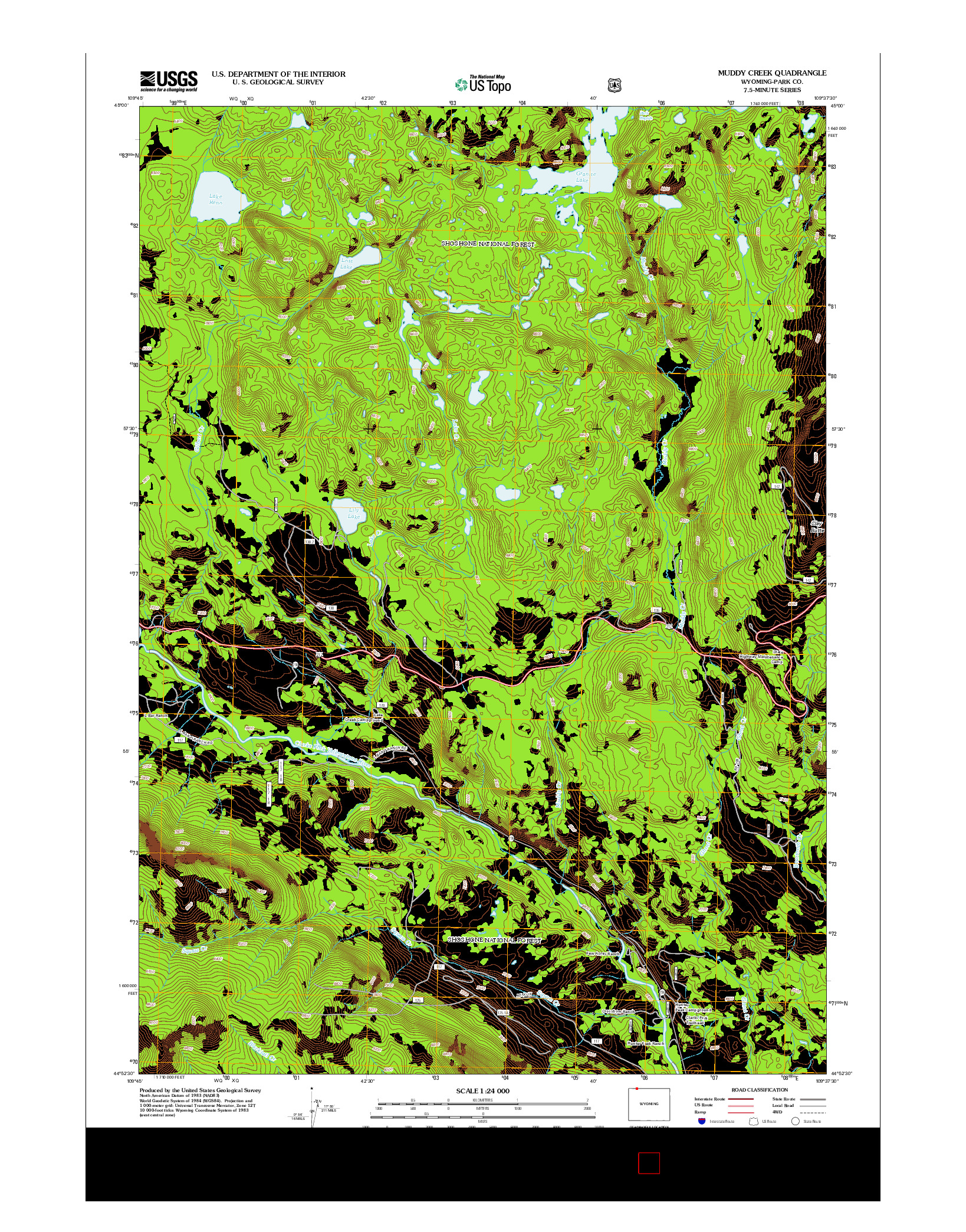 USGS US TOPO 7.5-MINUTE MAP FOR MUDDY CREEK, WY 2012