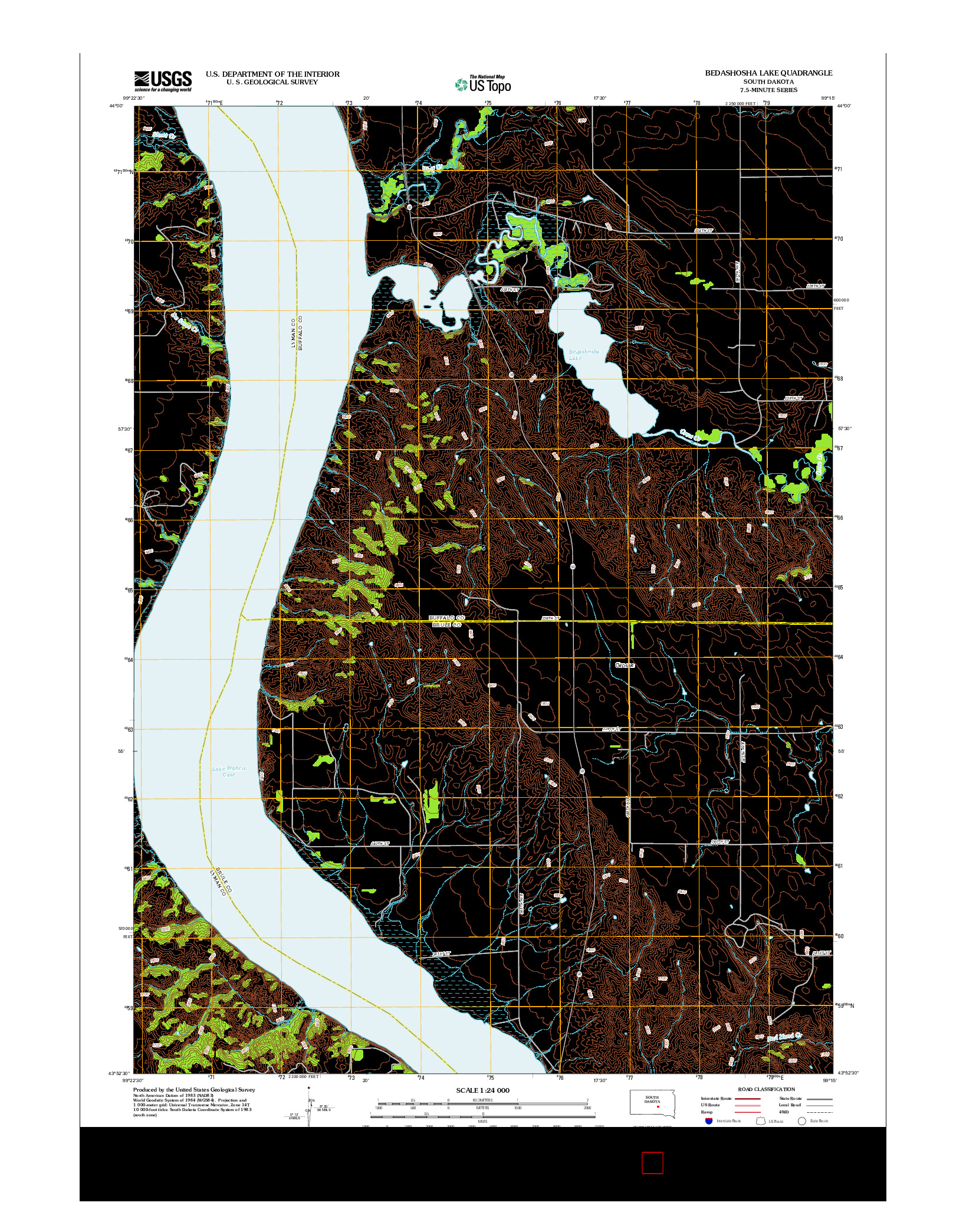USGS US TOPO 7.5-MINUTE MAP FOR BEDASHOSHA LAKE, SD 2012