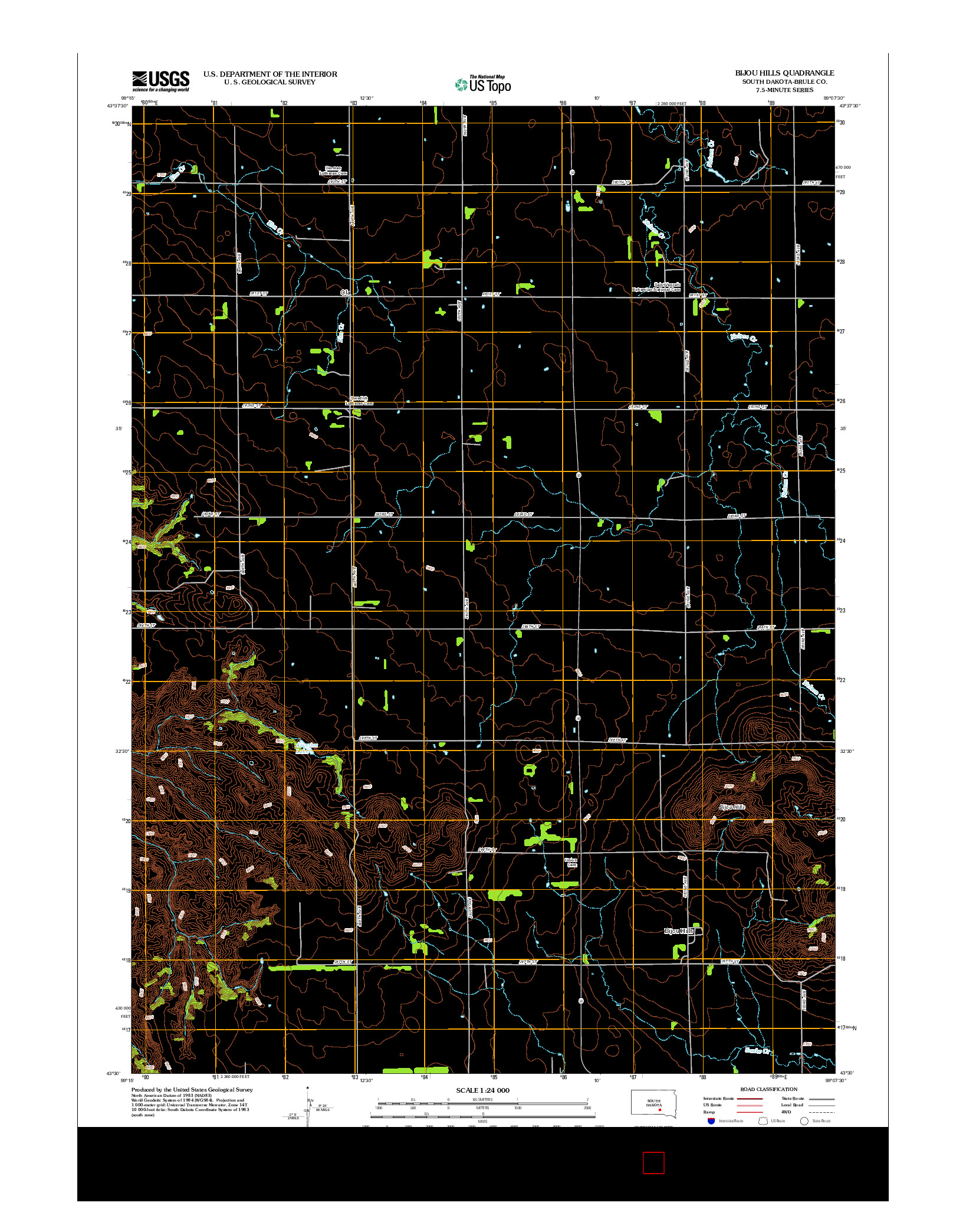 USGS US TOPO 7.5-MINUTE MAP FOR BIJOU HILLS, SD 2012