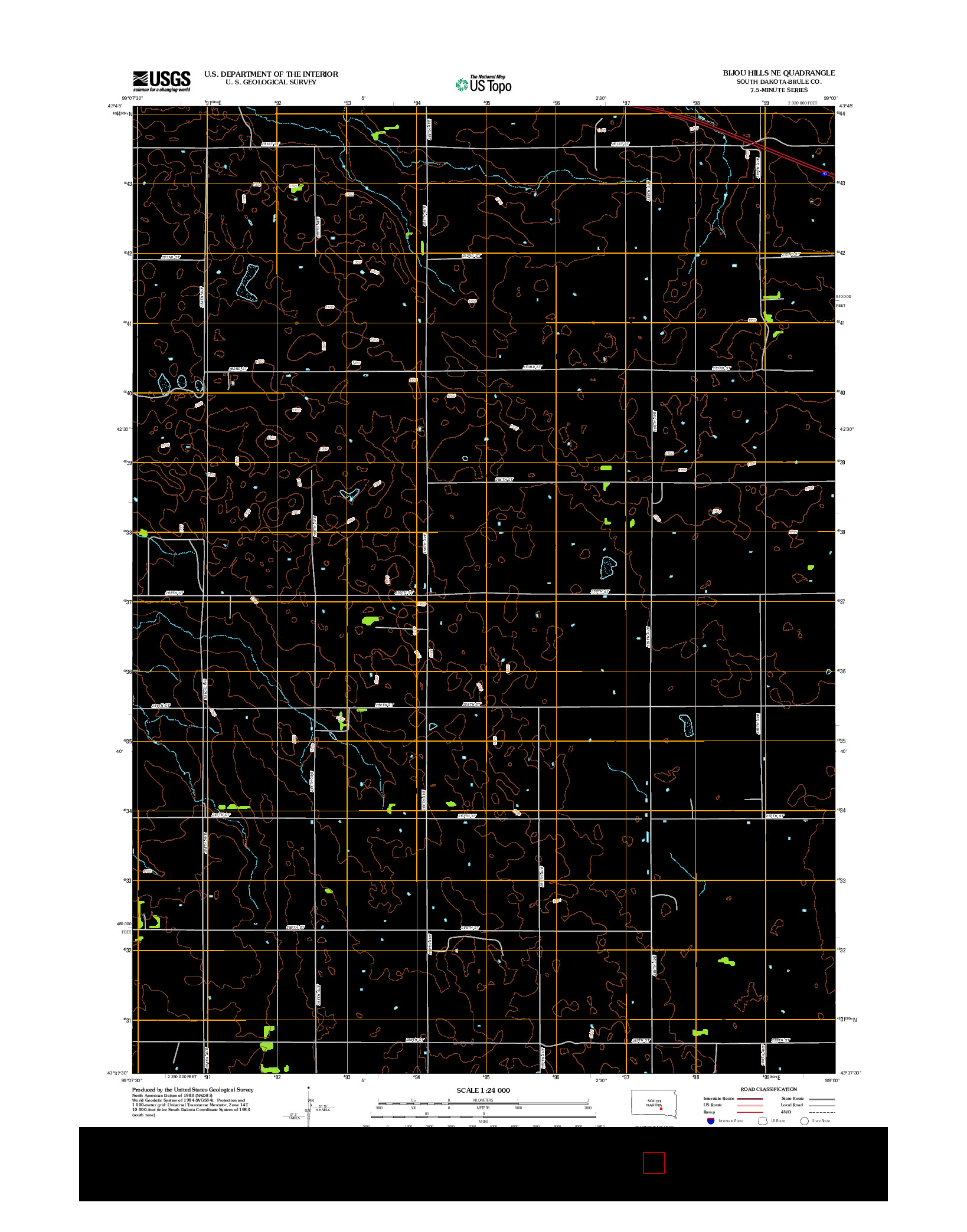 USGS US TOPO 7.5-MINUTE MAP FOR BIJOU HILLS NE, SD 2012