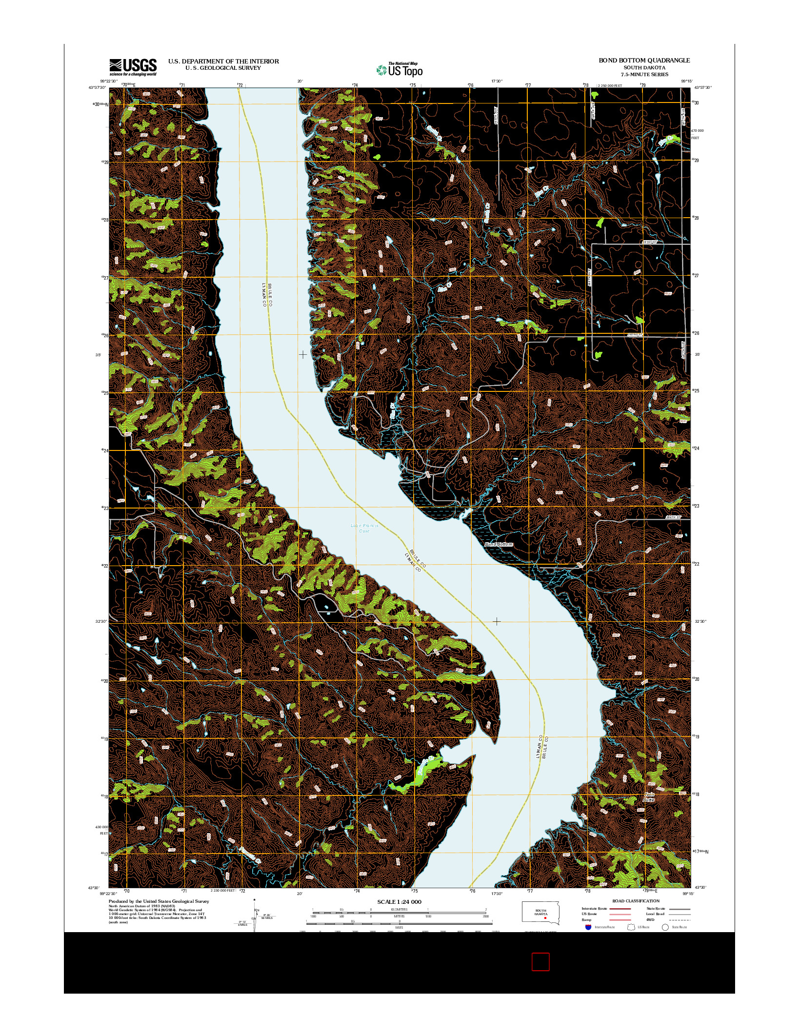 USGS US TOPO 7.5-MINUTE MAP FOR BOND BOTTOM, SD 2012