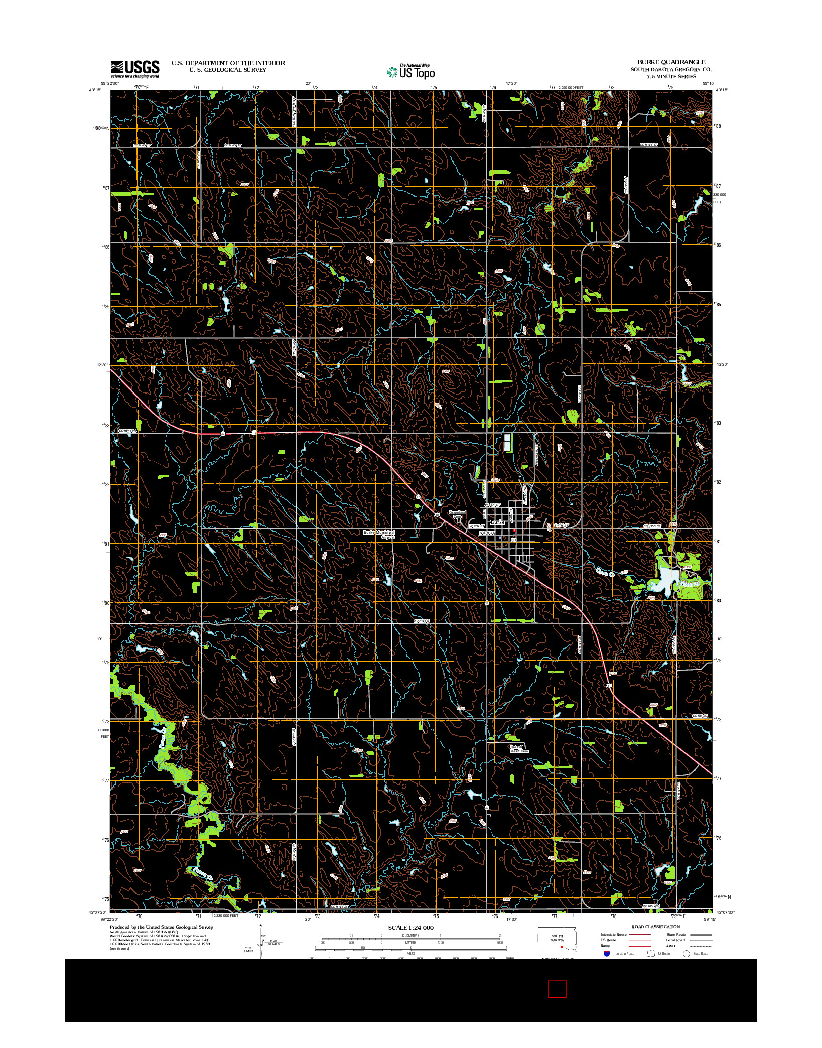 USGS US TOPO 7.5-MINUTE MAP FOR BURKE, SD 2012
