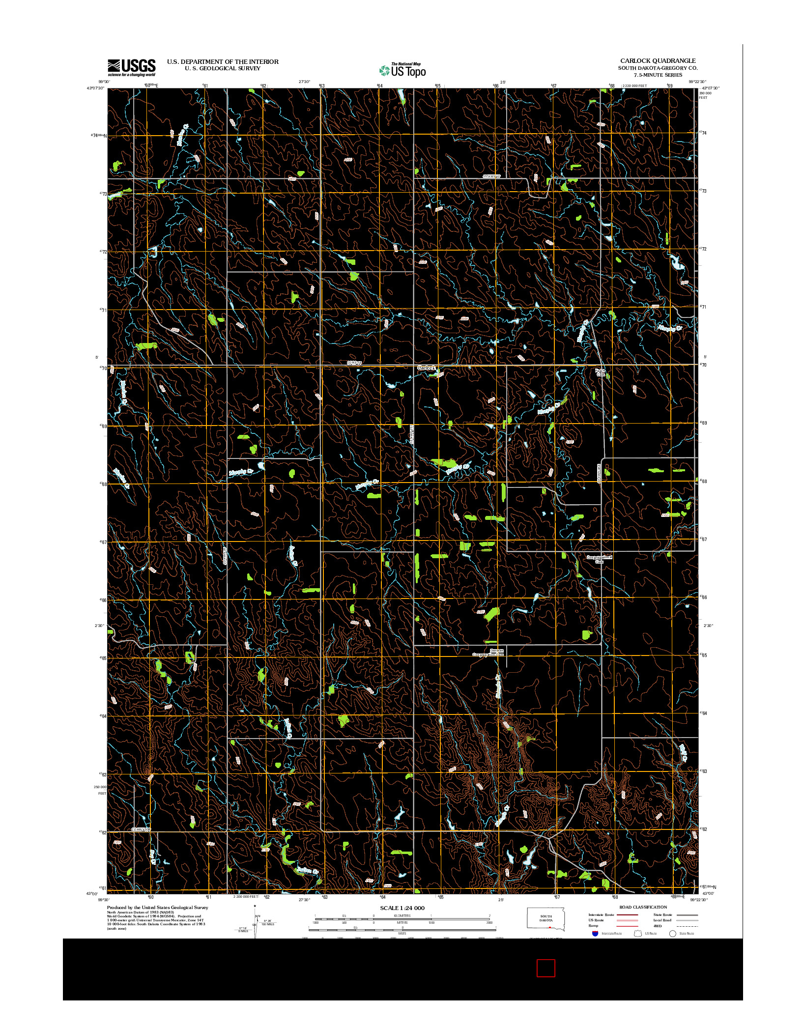 USGS US TOPO 7.5-MINUTE MAP FOR CARLOCK, SD 2012