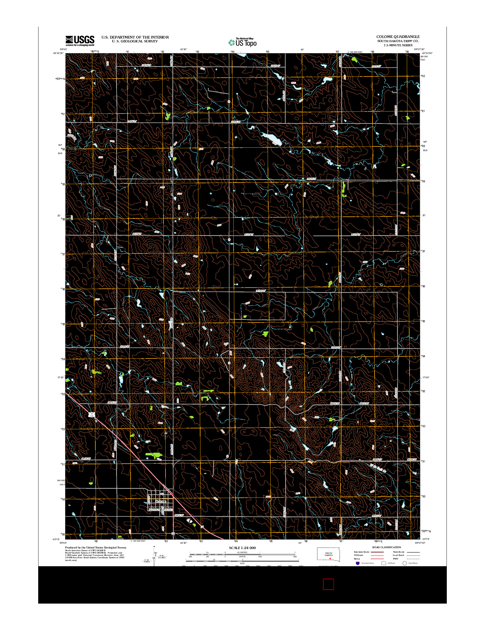 USGS US TOPO 7.5-MINUTE MAP FOR COLOME, SD 2012