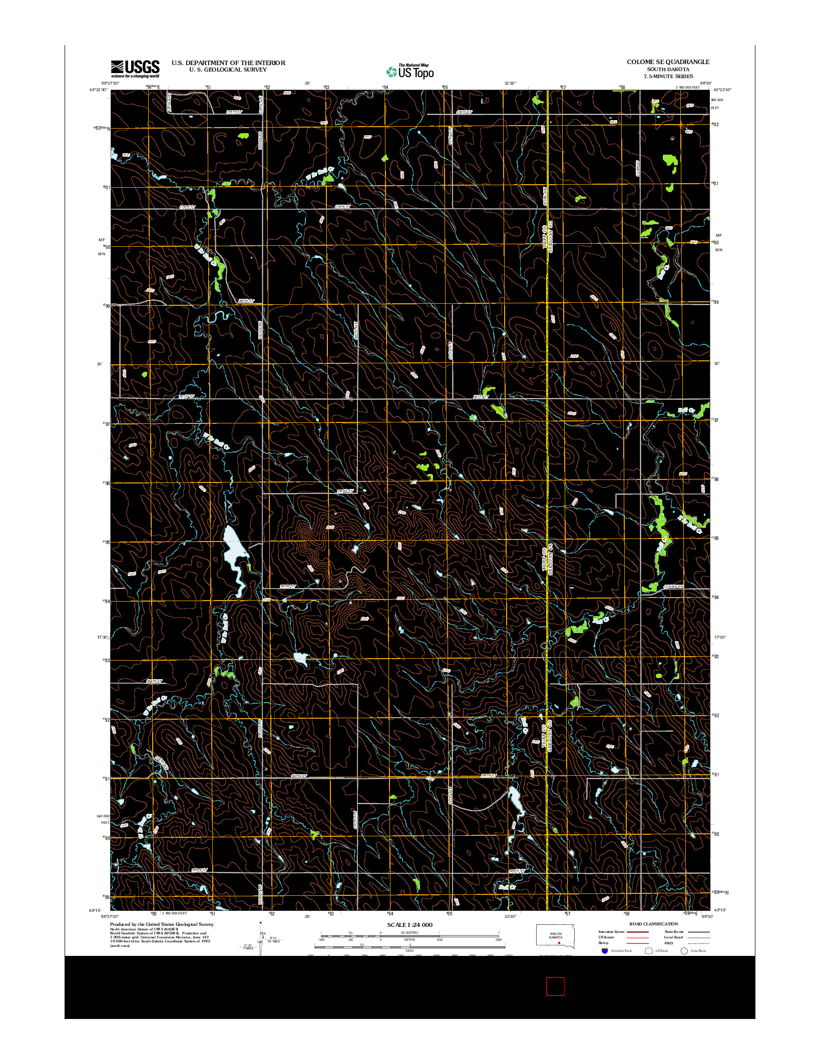 USGS US TOPO 7.5-MINUTE MAP FOR COLOME SE, SD 2012