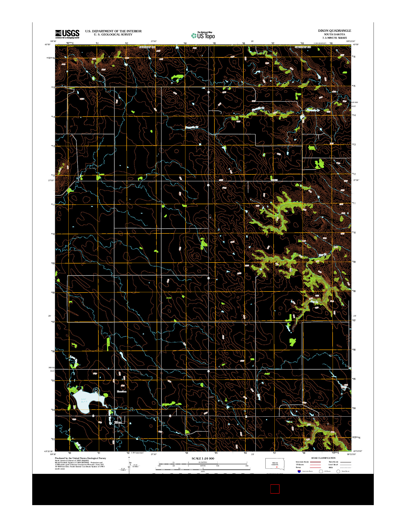 USGS US TOPO 7.5-MINUTE MAP FOR DIXON, SD 2012