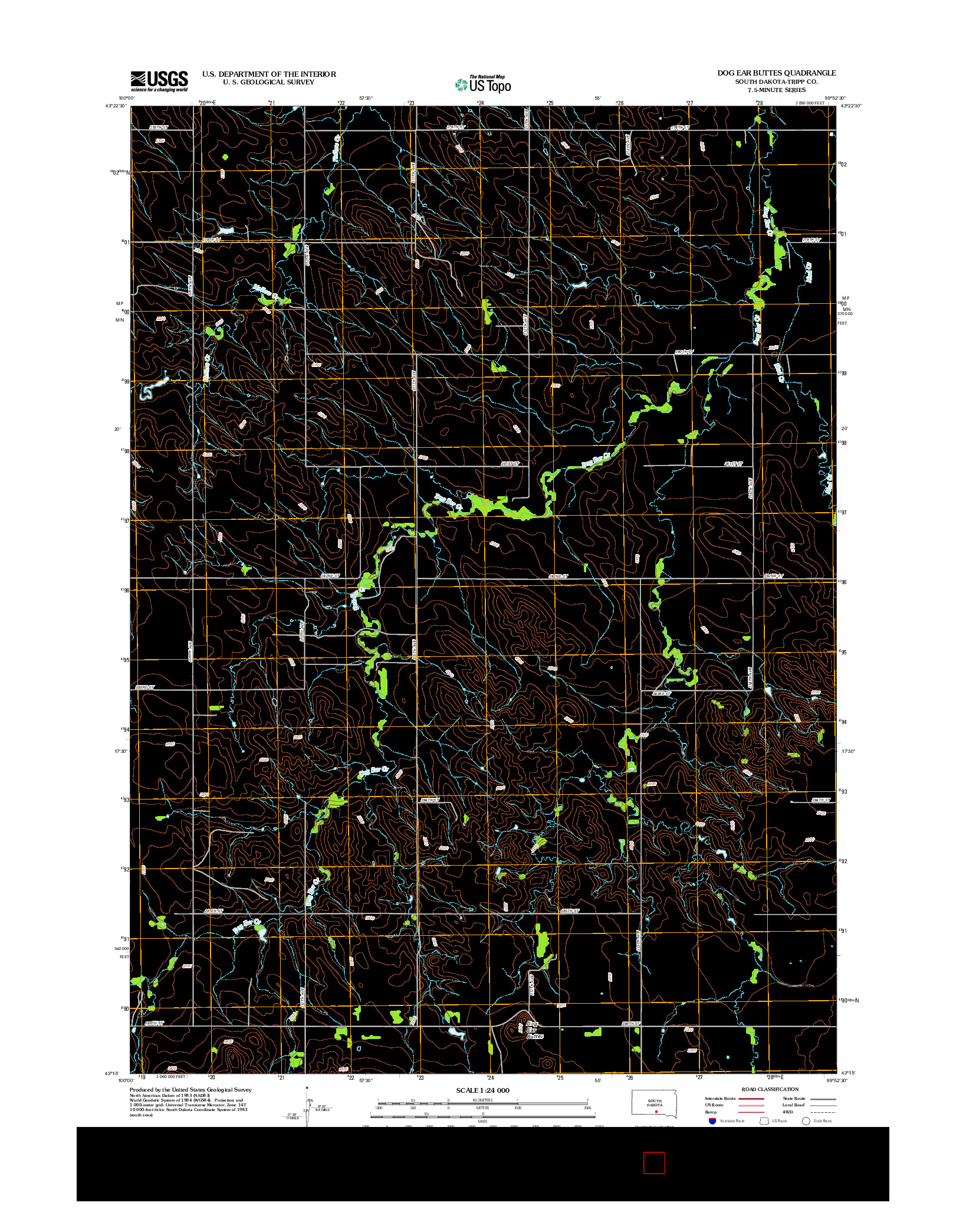 USGS US TOPO 7.5-MINUTE MAP FOR DOG EAR BUTTES, SD 2012