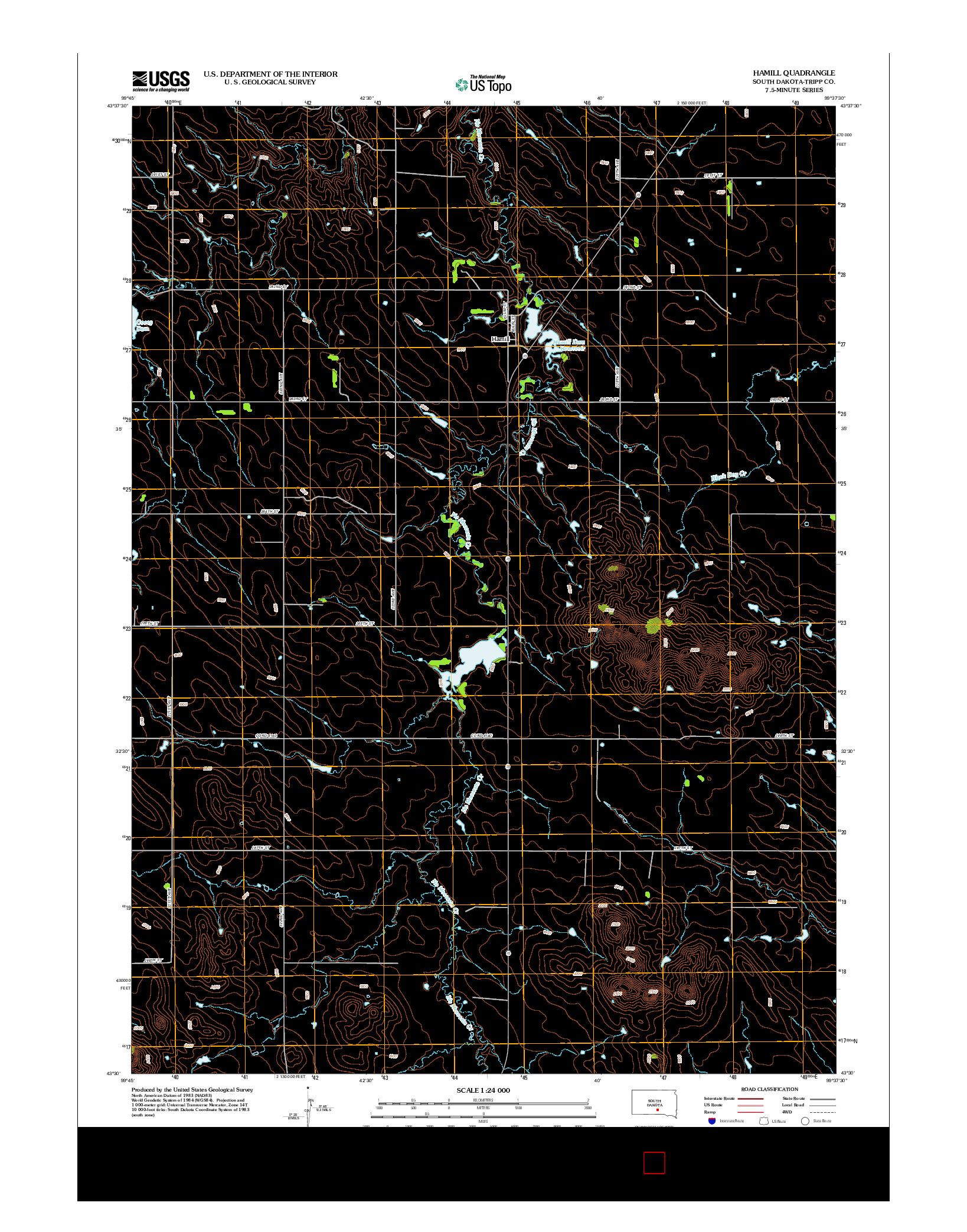 USGS US TOPO 7.5-MINUTE MAP FOR HAMILL, SD 2012