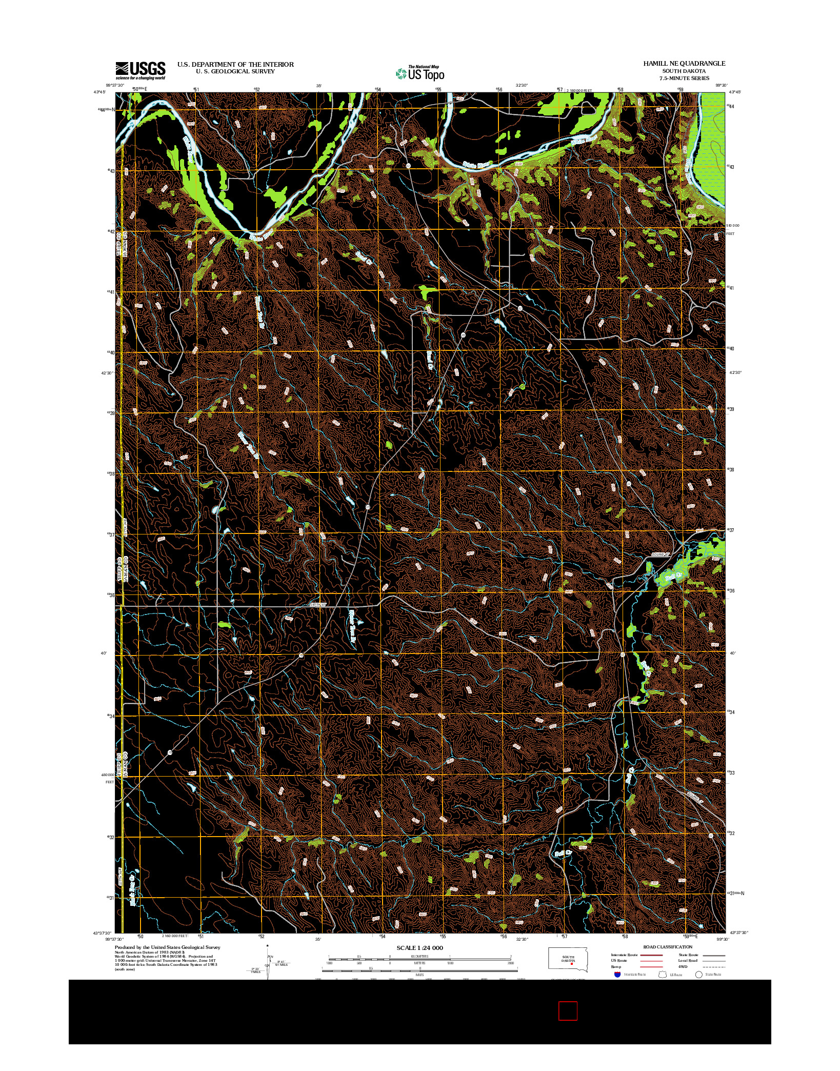 USGS US TOPO 7.5-MINUTE MAP FOR HAMILL NE, SD 2012