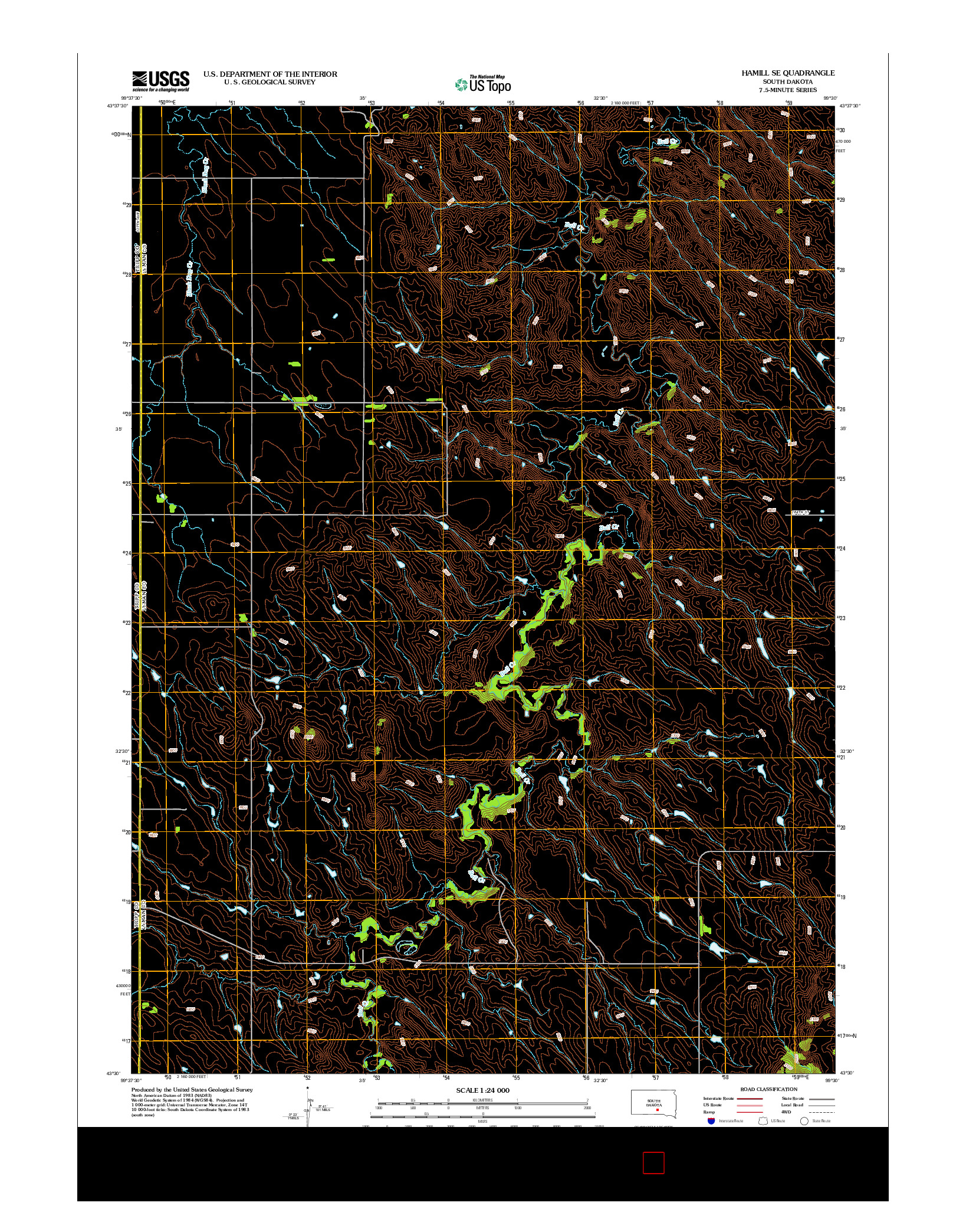 USGS US TOPO 7.5-MINUTE MAP FOR HAMILL SE, SD 2012