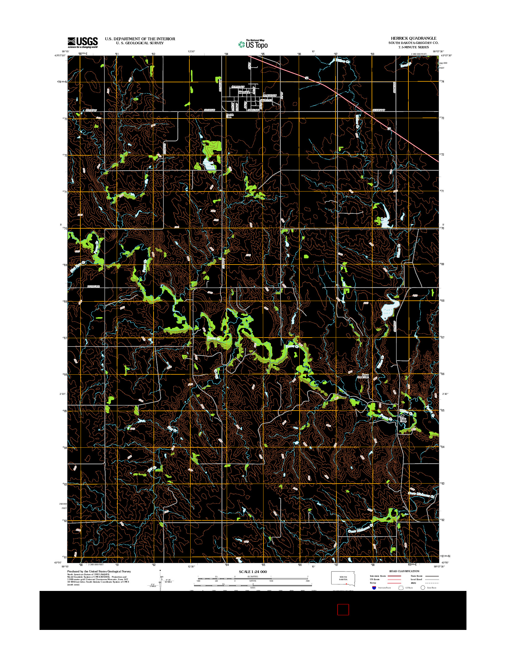 USGS US TOPO 7.5-MINUTE MAP FOR HERRICK, SD 2012