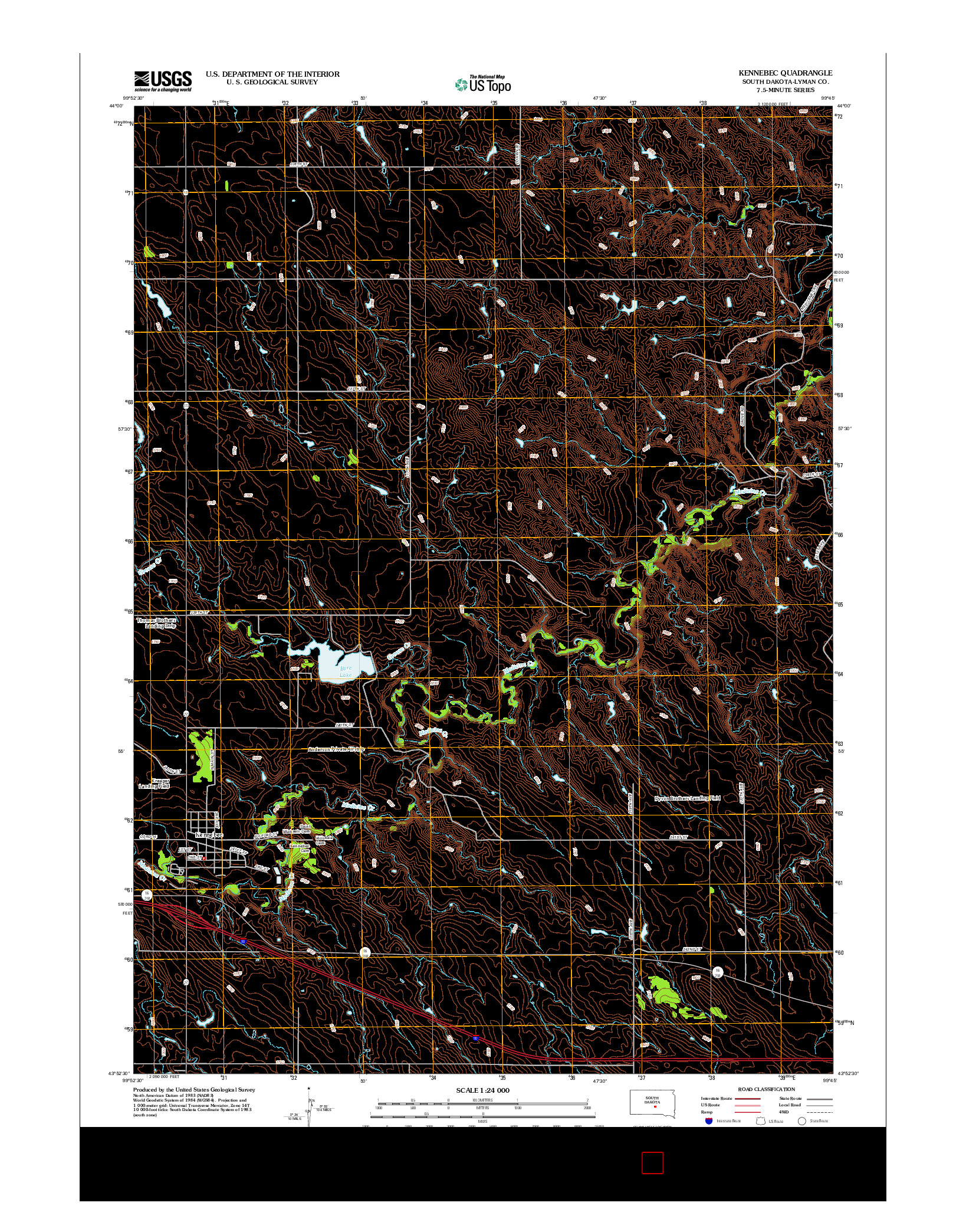 USGS US TOPO 7.5-MINUTE MAP FOR KENNEBEC, SD 2012