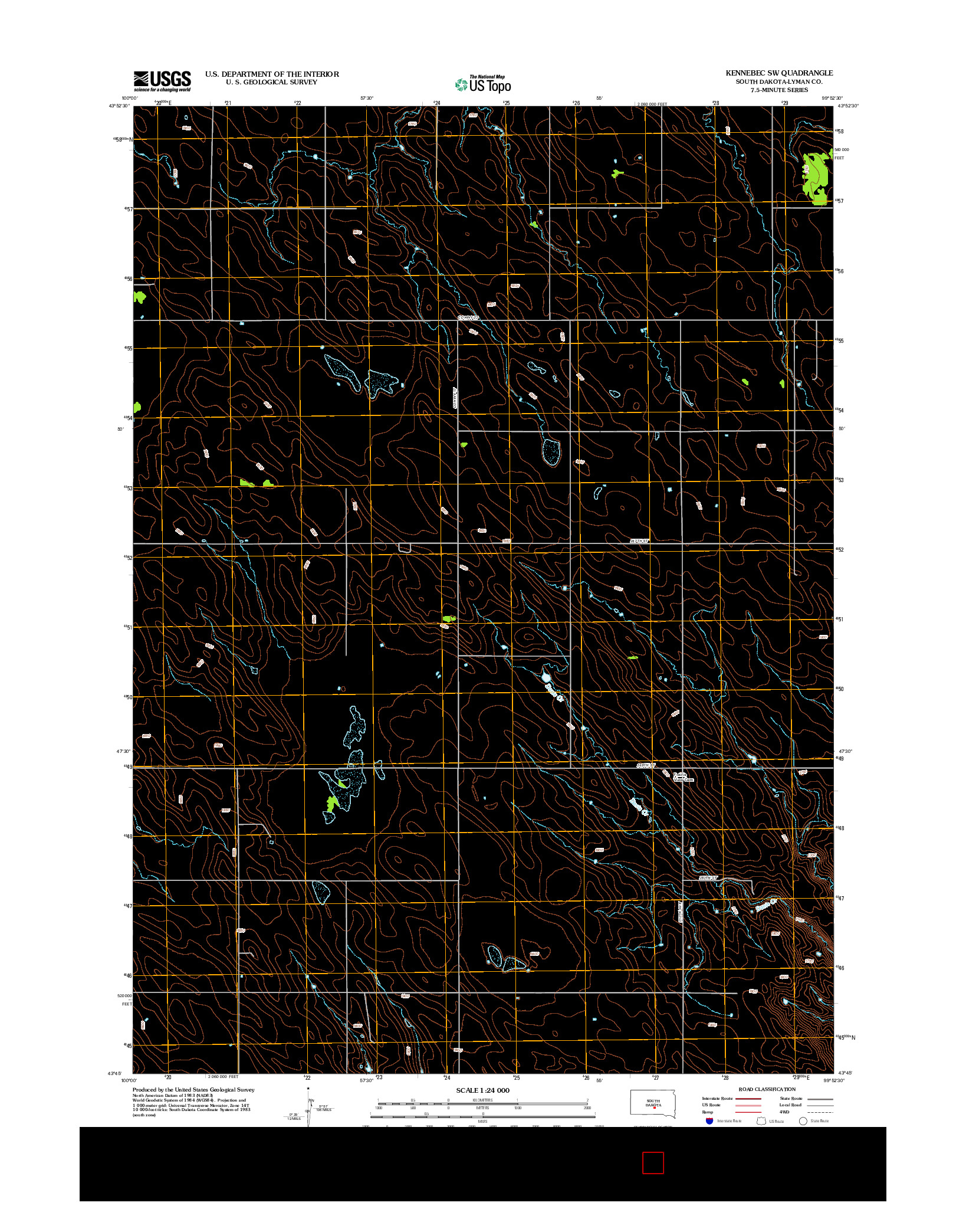 USGS US TOPO 7.5-MINUTE MAP FOR KENNEBEC SW, SD 2012