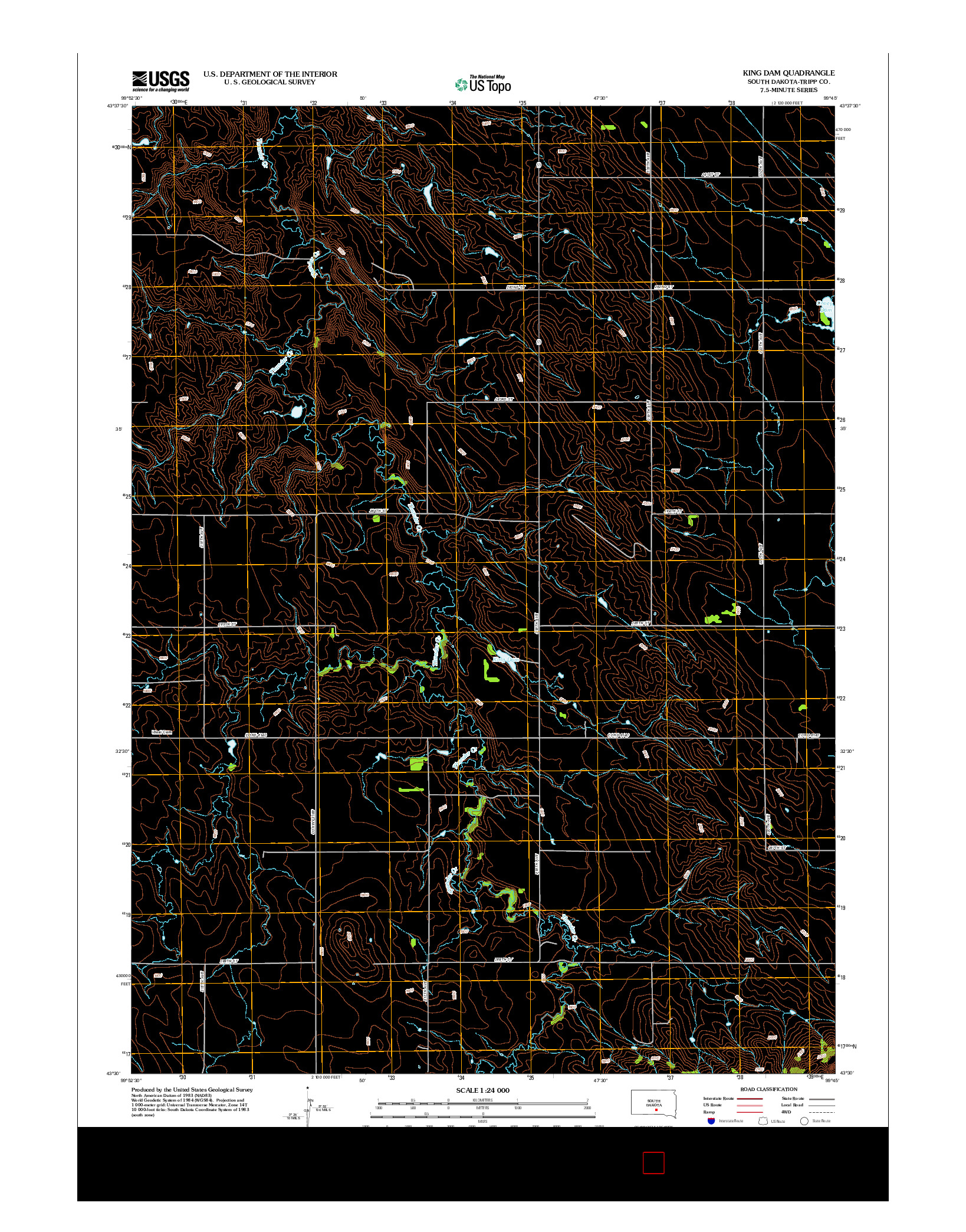 USGS US TOPO 7.5-MINUTE MAP FOR KING DAM, SD 2012