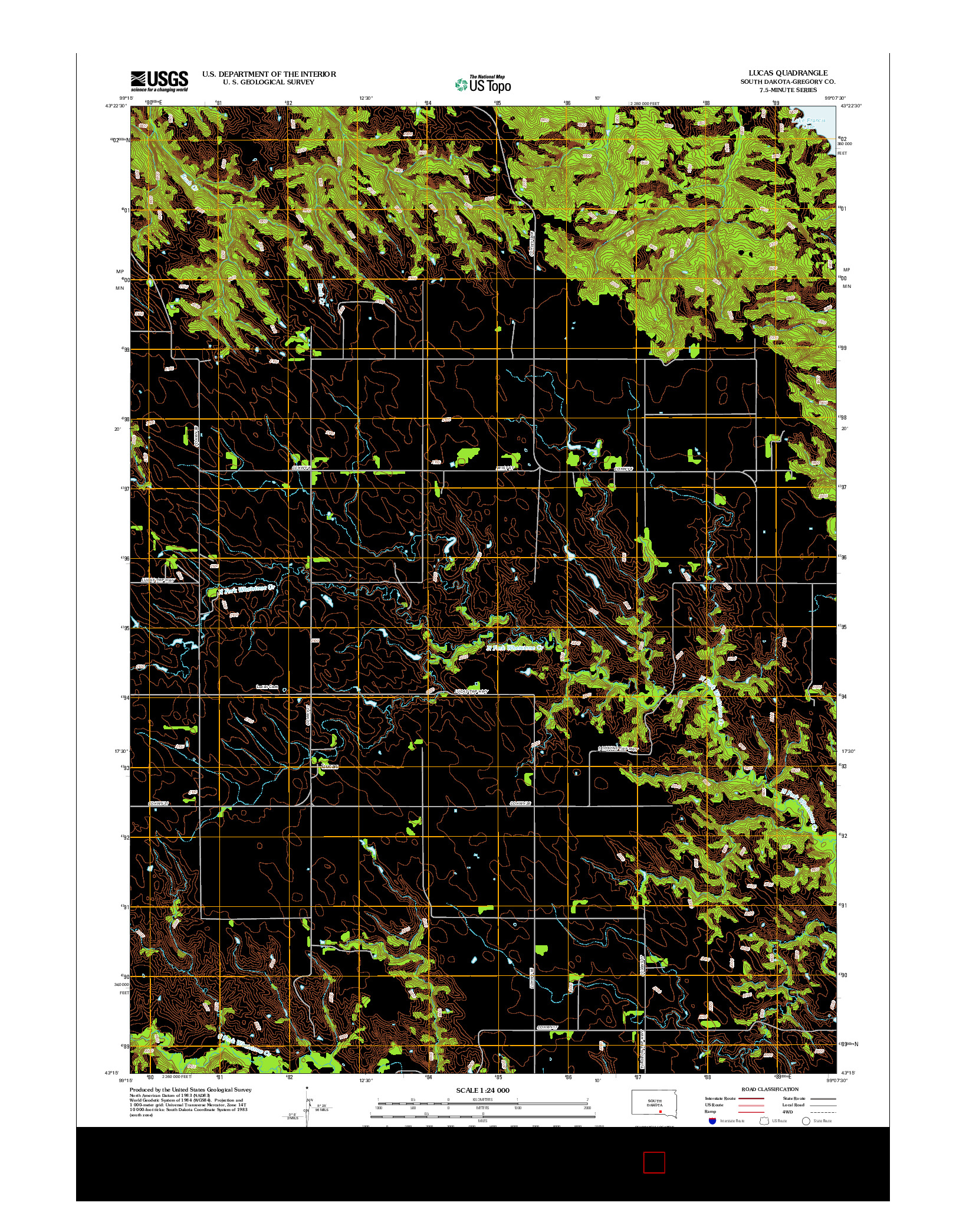 USGS US TOPO 7.5-MINUTE MAP FOR LUCAS, SD 2012