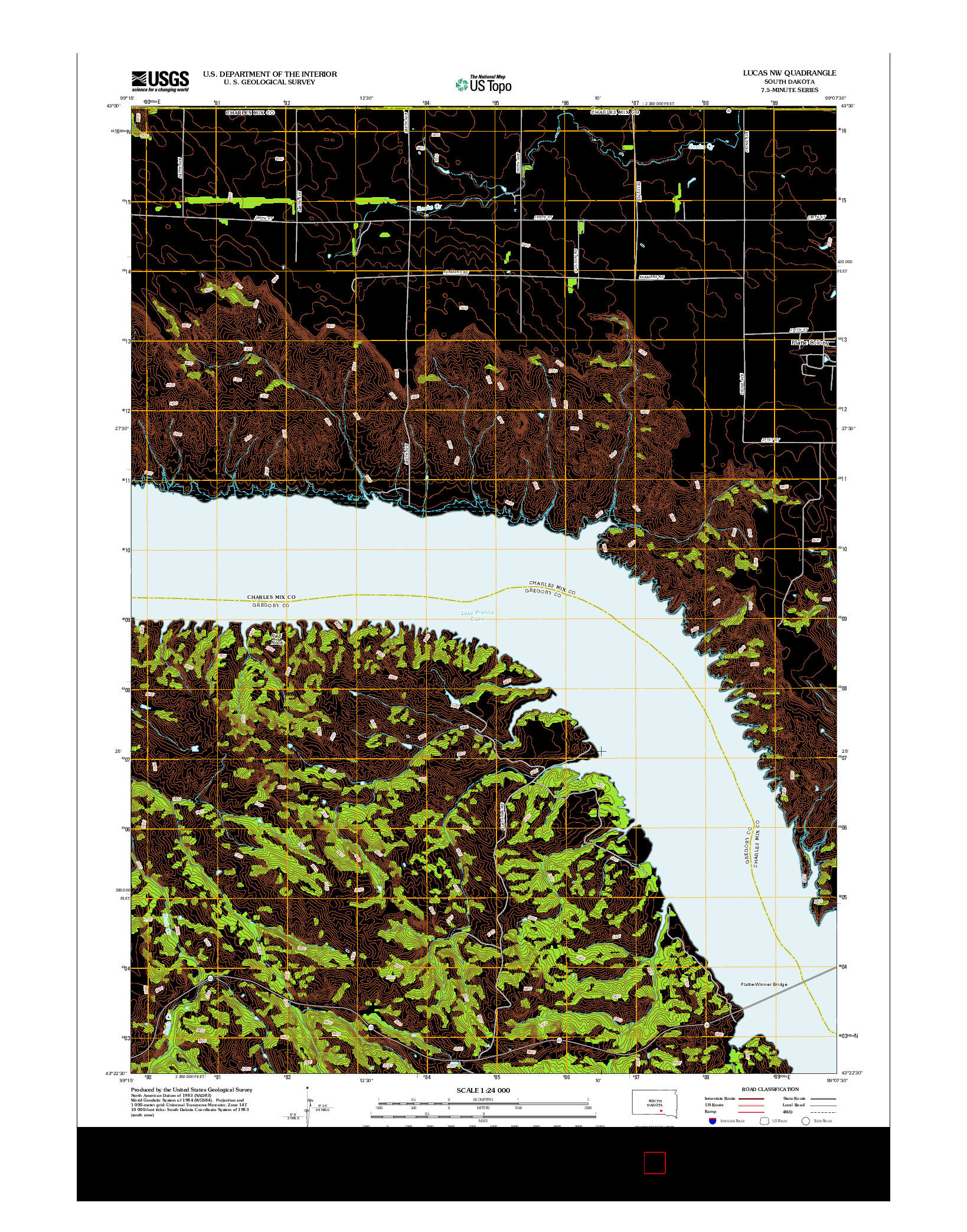 USGS US TOPO 7.5-MINUTE MAP FOR LUCAS NW, SD 2012