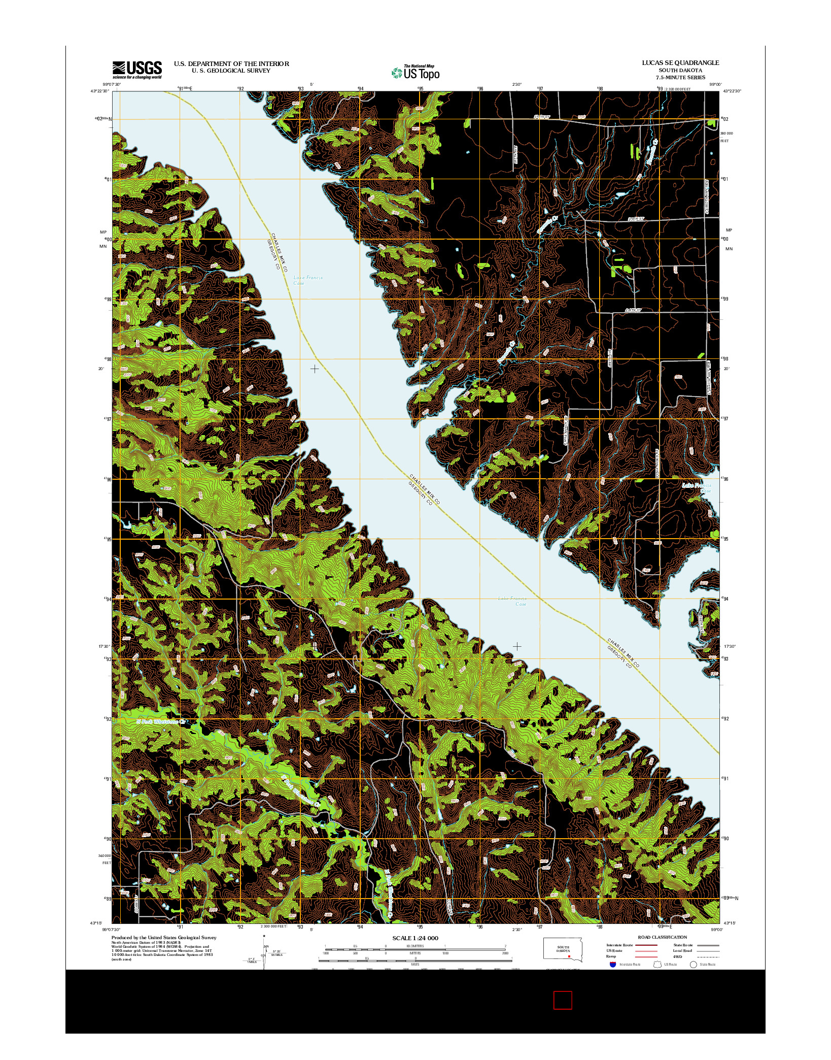 USGS US TOPO 7.5-MINUTE MAP FOR LUCAS SE, SD 2012