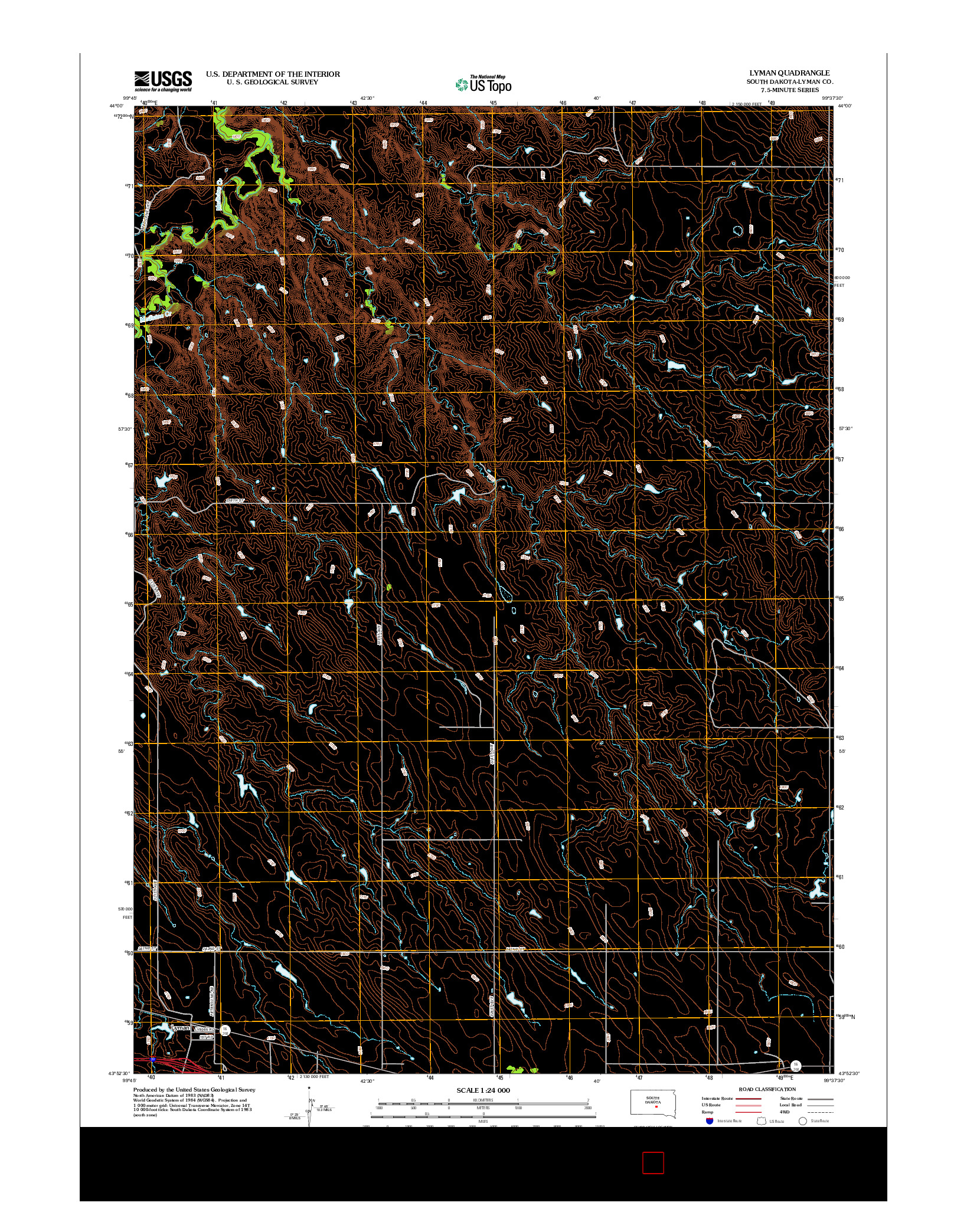 USGS US TOPO 7.5-MINUTE MAP FOR LYMAN, SD 2012