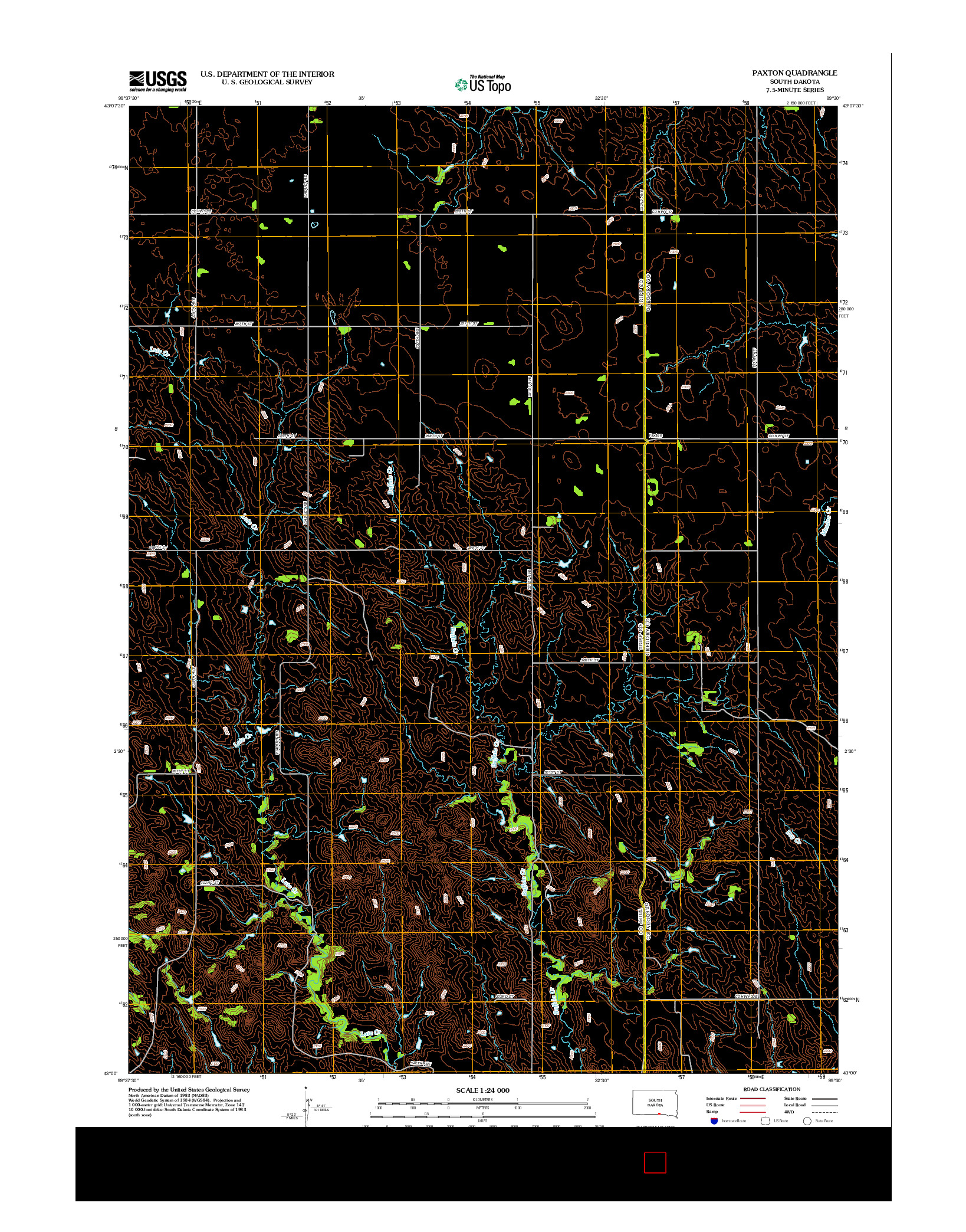 USGS US TOPO 7.5-MINUTE MAP FOR PAXTON, SD 2012