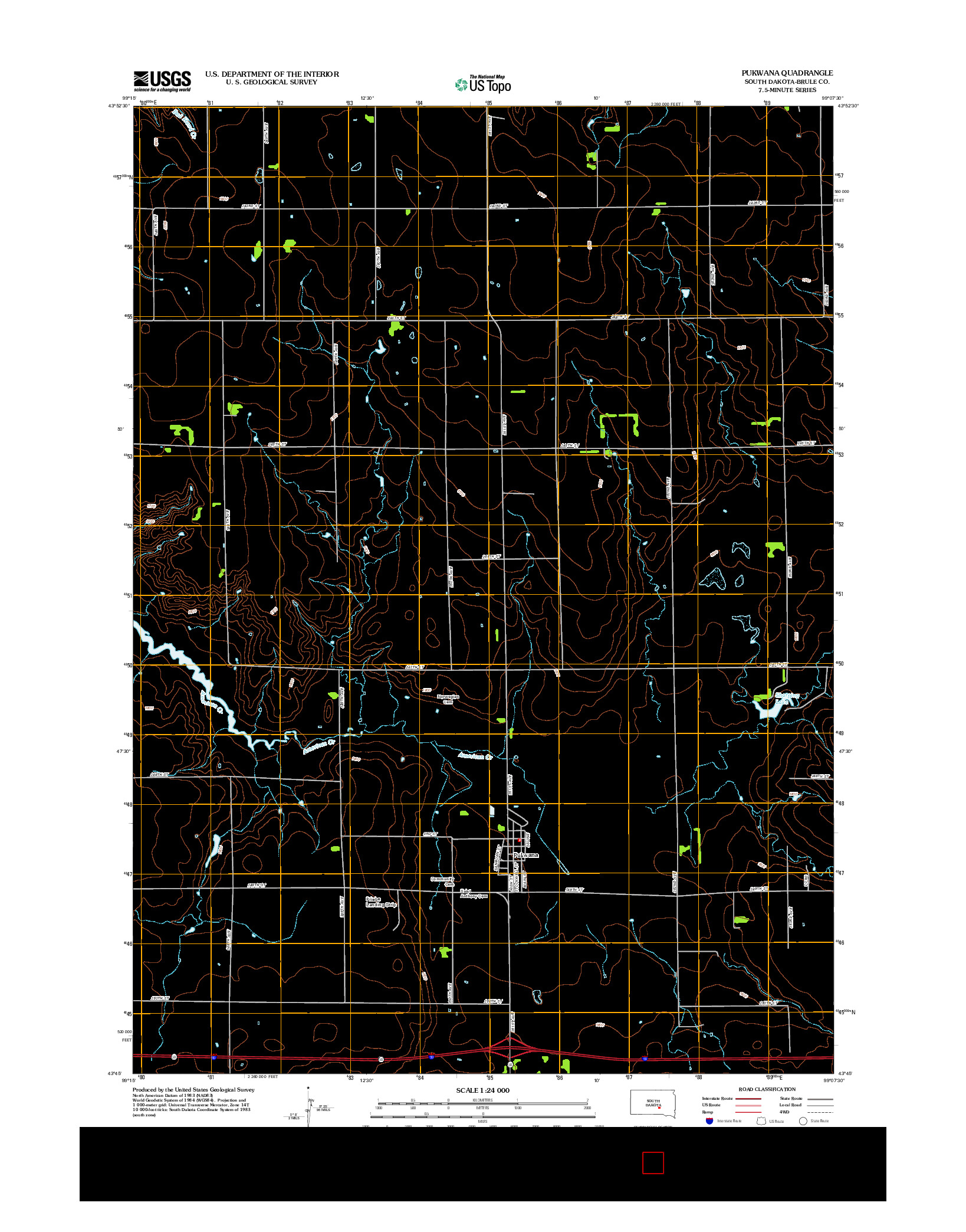 USGS US TOPO 7.5-MINUTE MAP FOR PUKWANA, SD 2012