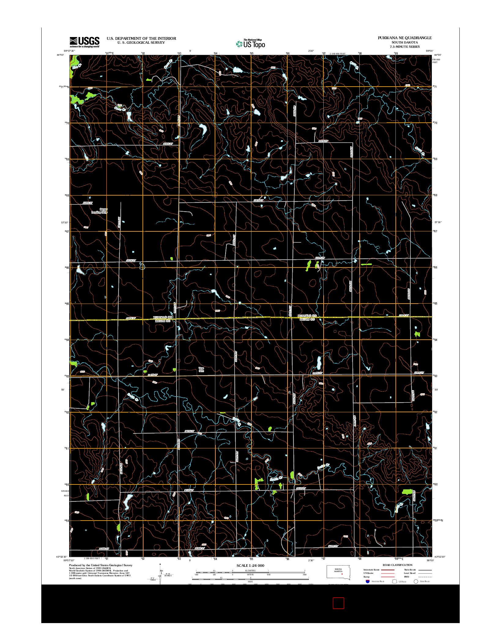USGS US TOPO 7.5-MINUTE MAP FOR PUKWANA NE, SD 2012