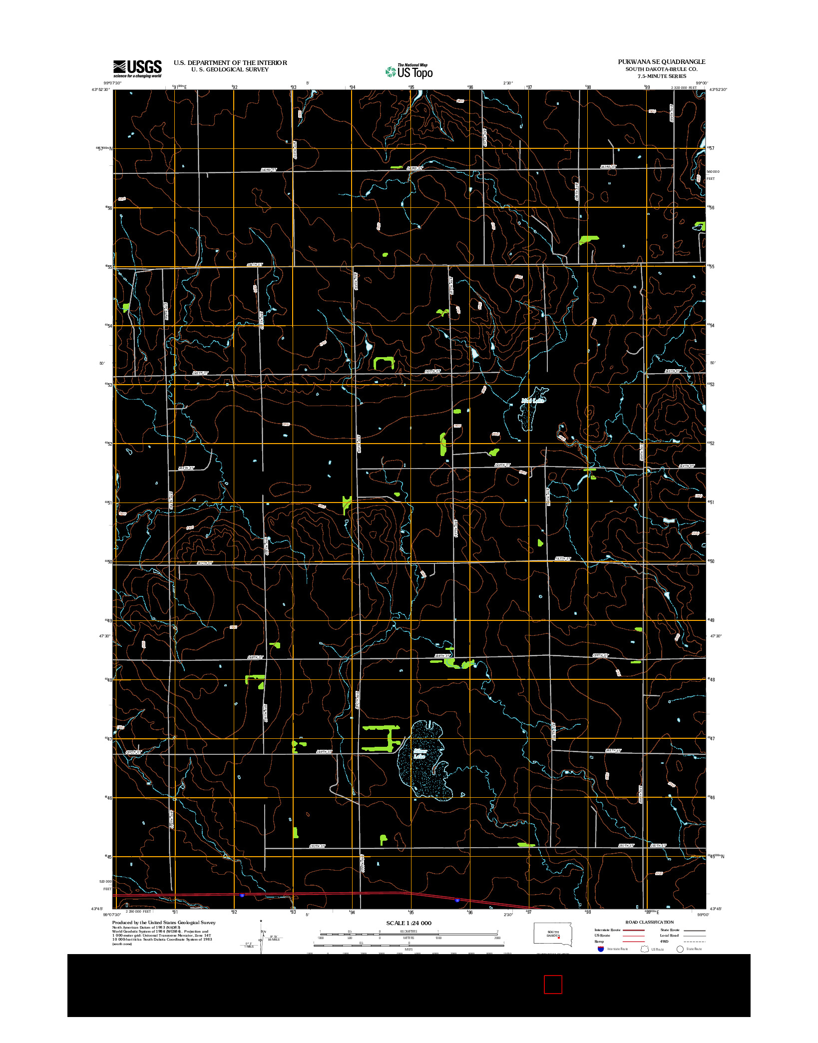 USGS US TOPO 7.5-MINUTE MAP FOR PUKWANA SE, SD 2012