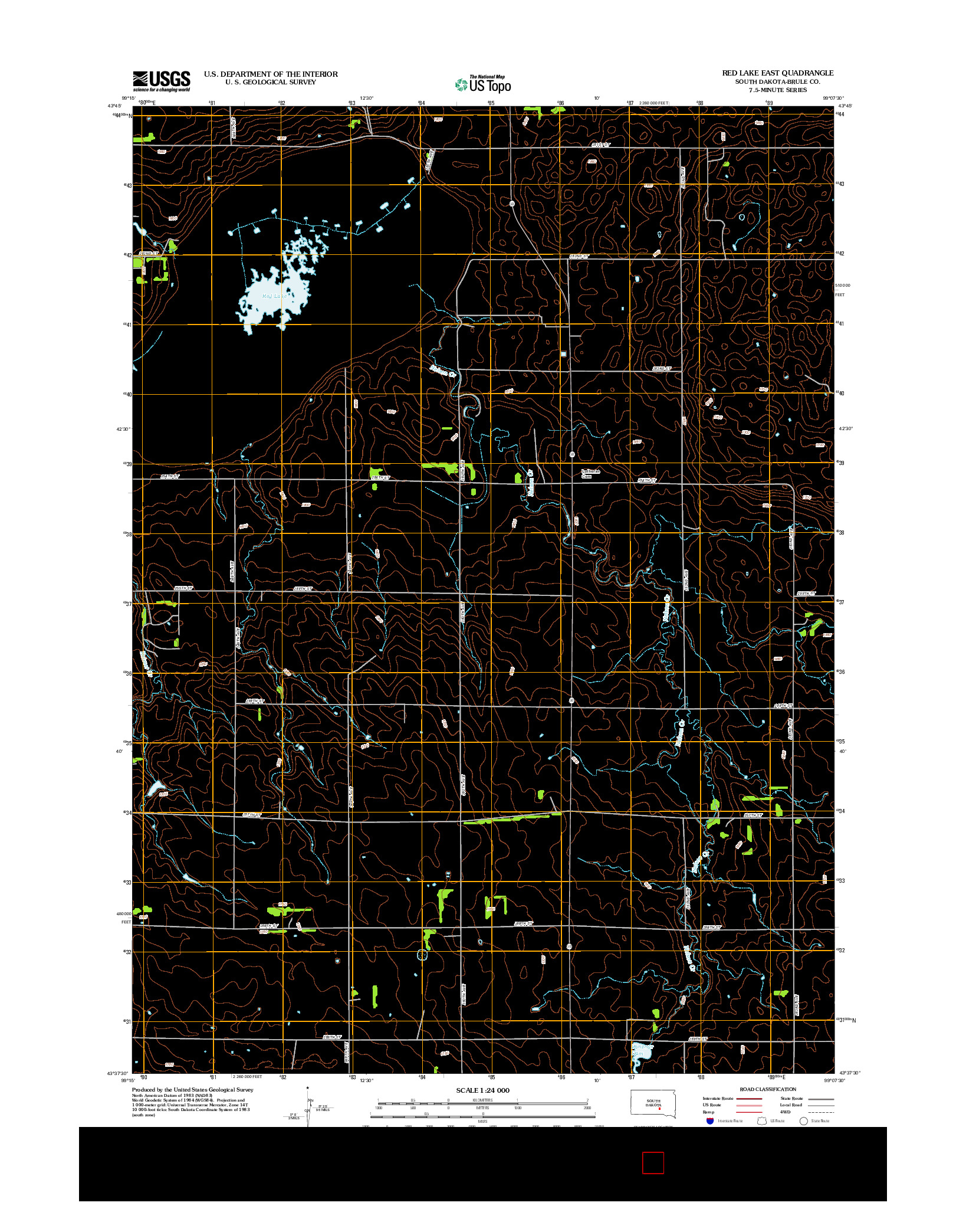 USGS US TOPO 7.5-MINUTE MAP FOR RED LAKE EAST, SD 2012