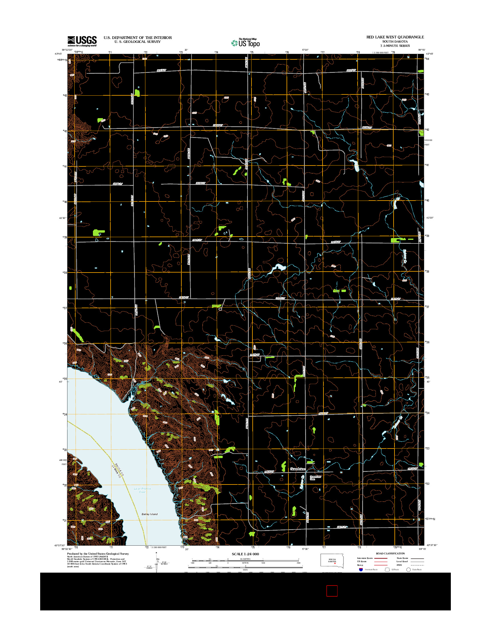 USGS US TOPO 7.5-MINUTE MAP FOR RED LAKE WEST, SD 2012