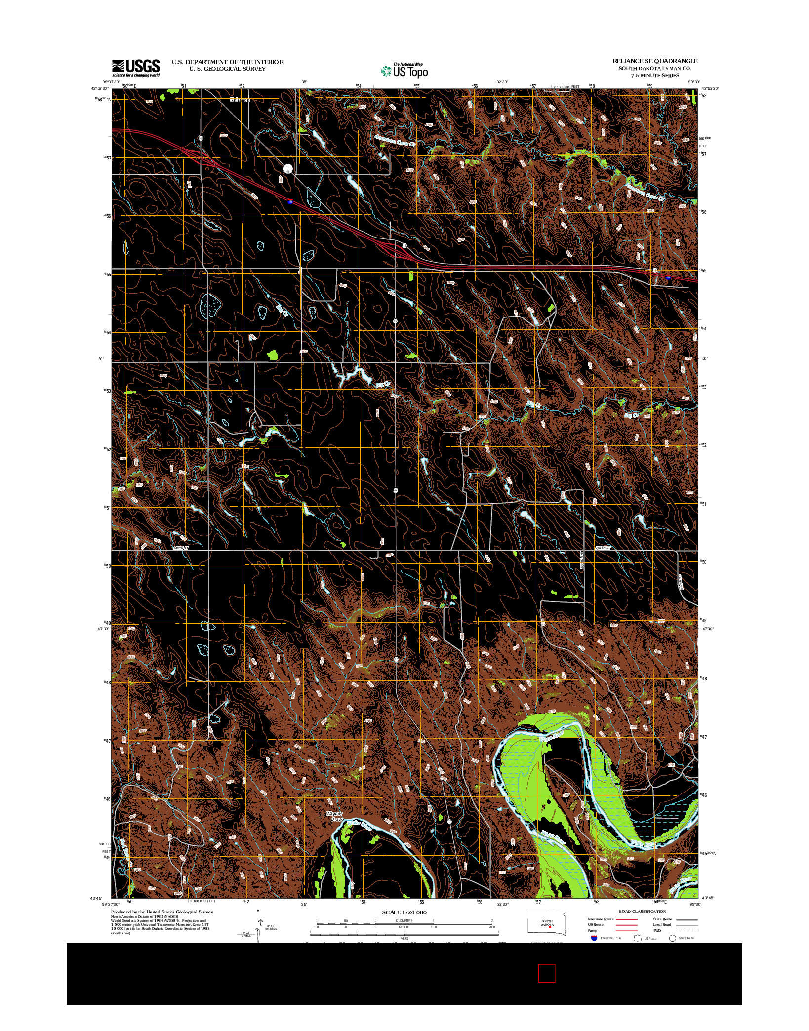 USGS US TOPO 7.5-MINUTE MAP FOR RELIANCE SE, SD 2012