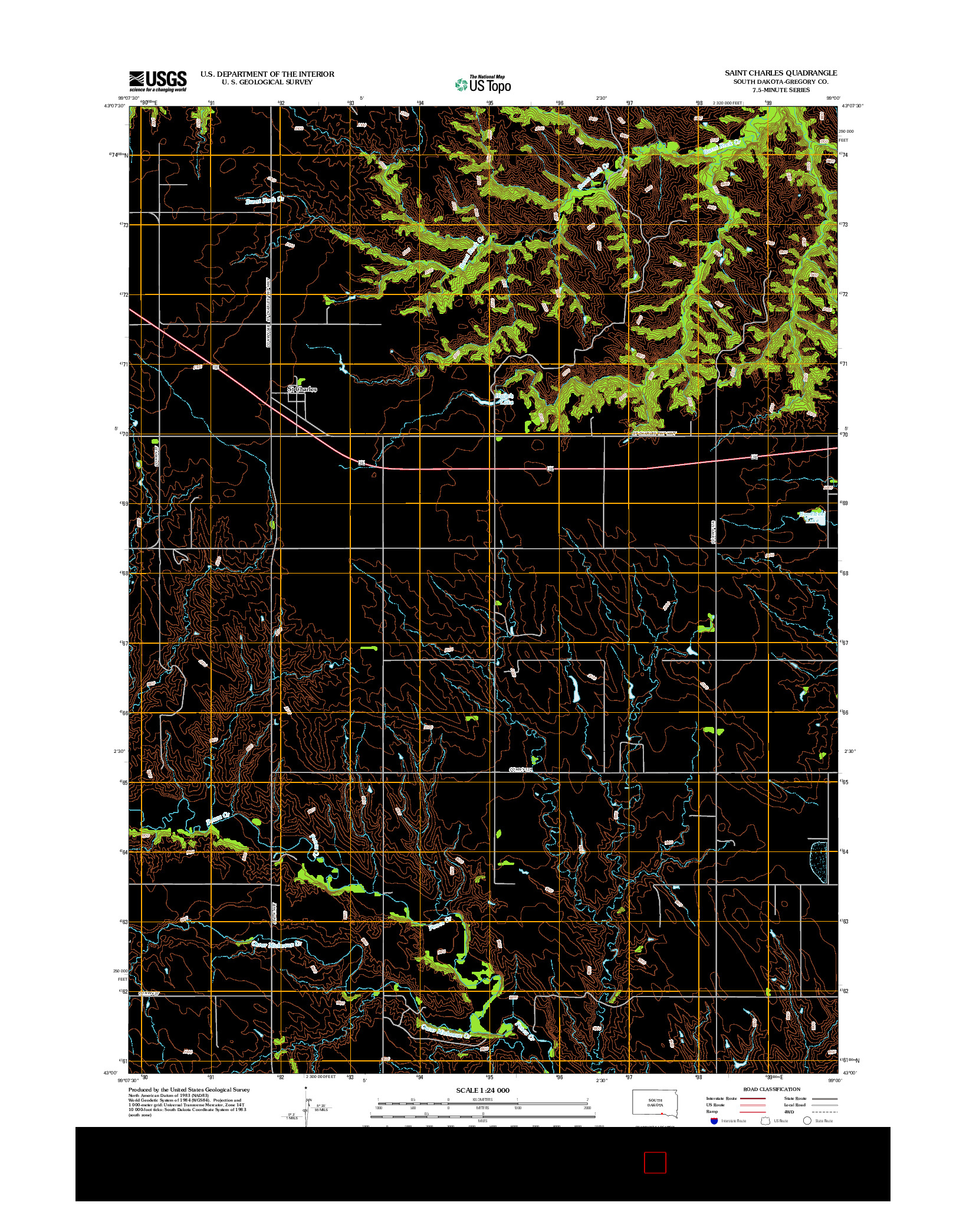 USGS US TOPO 7.5-MINUTE MAP FOR SAINT CHARLES, SD 2012
