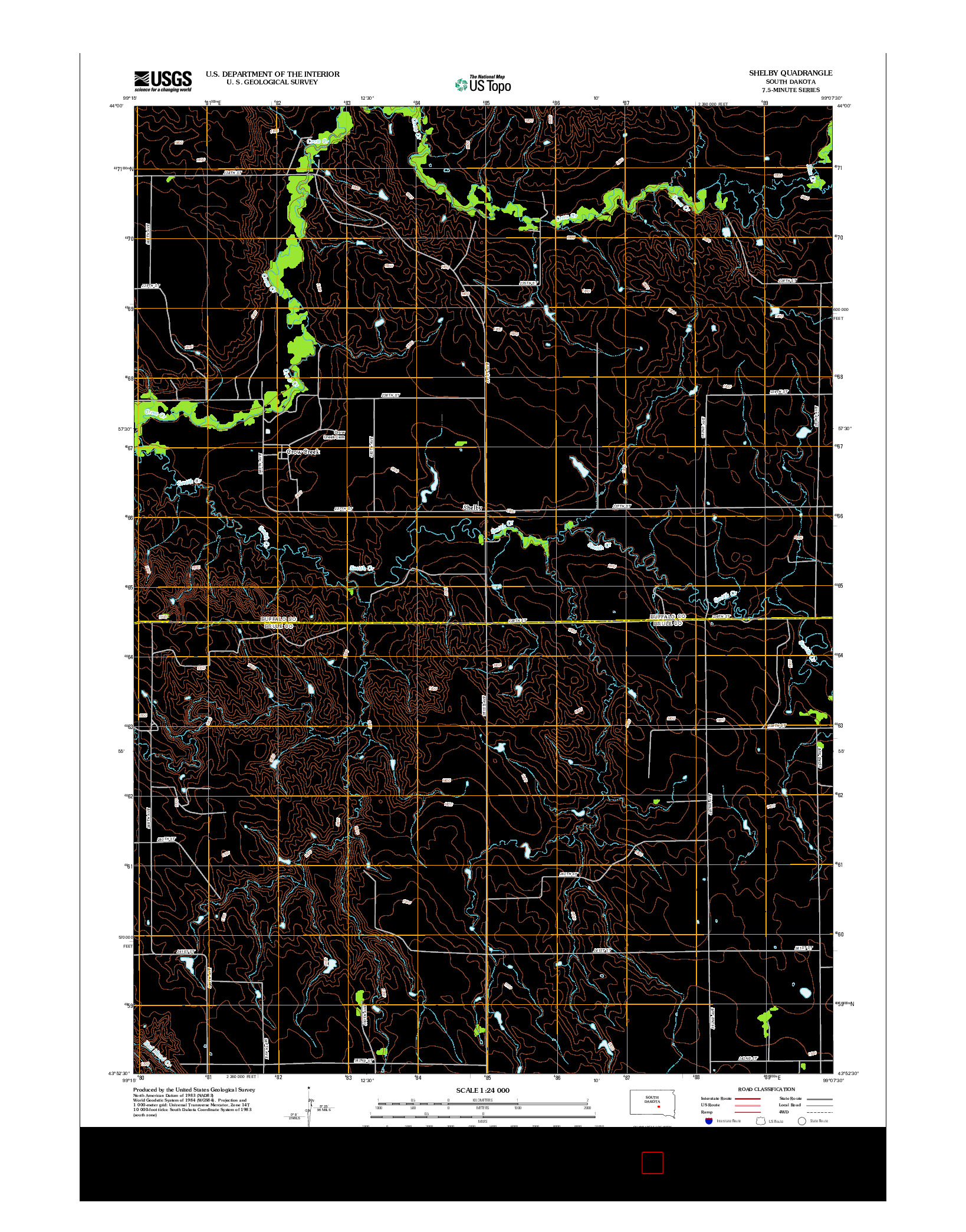 USGS US TOPO 7.5-MINUTE MAP FOR SHELBY, SD 2012