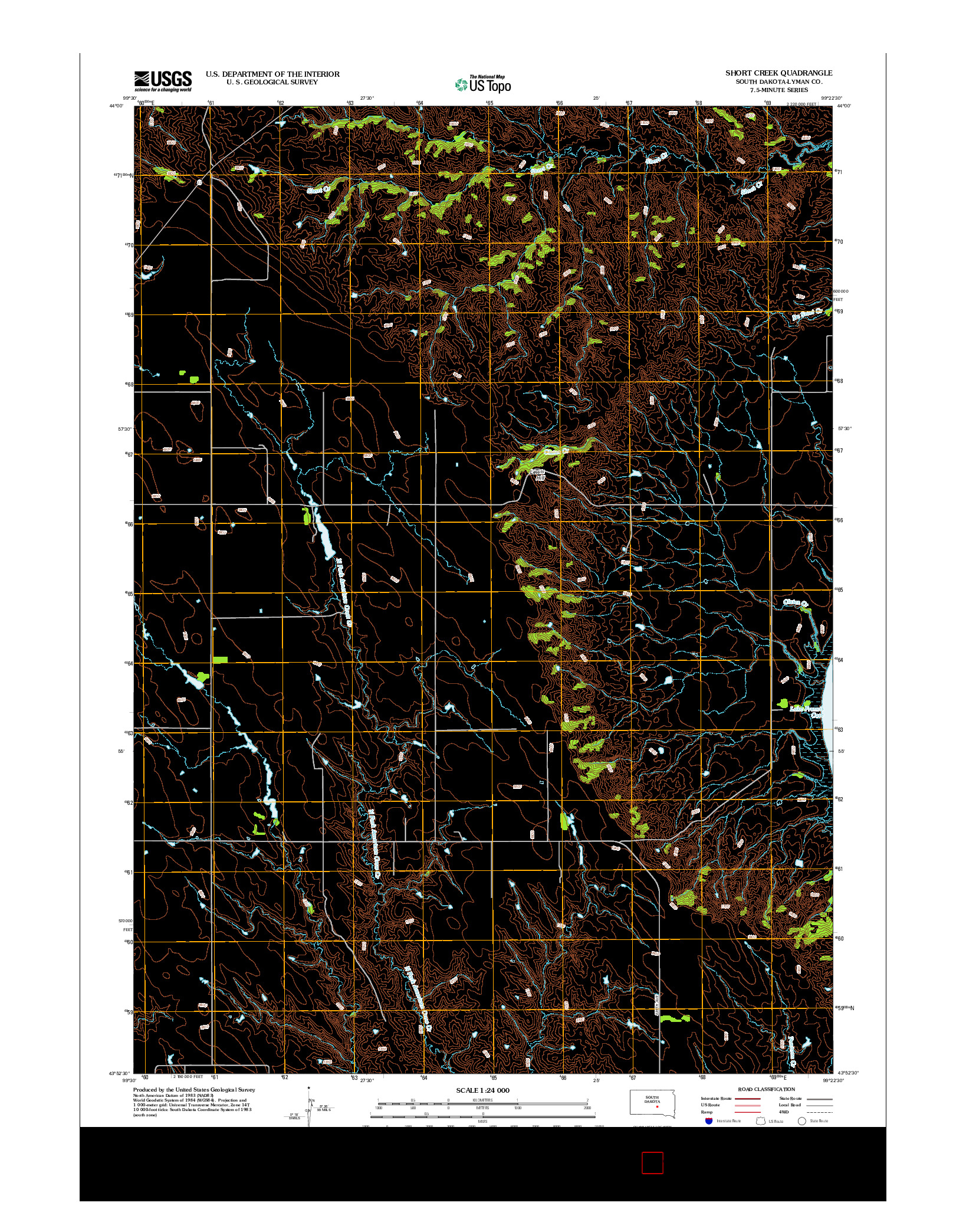USGS US TOPO 7.5-MINUTE MAP FOR SHORT CREEK, SD 2012