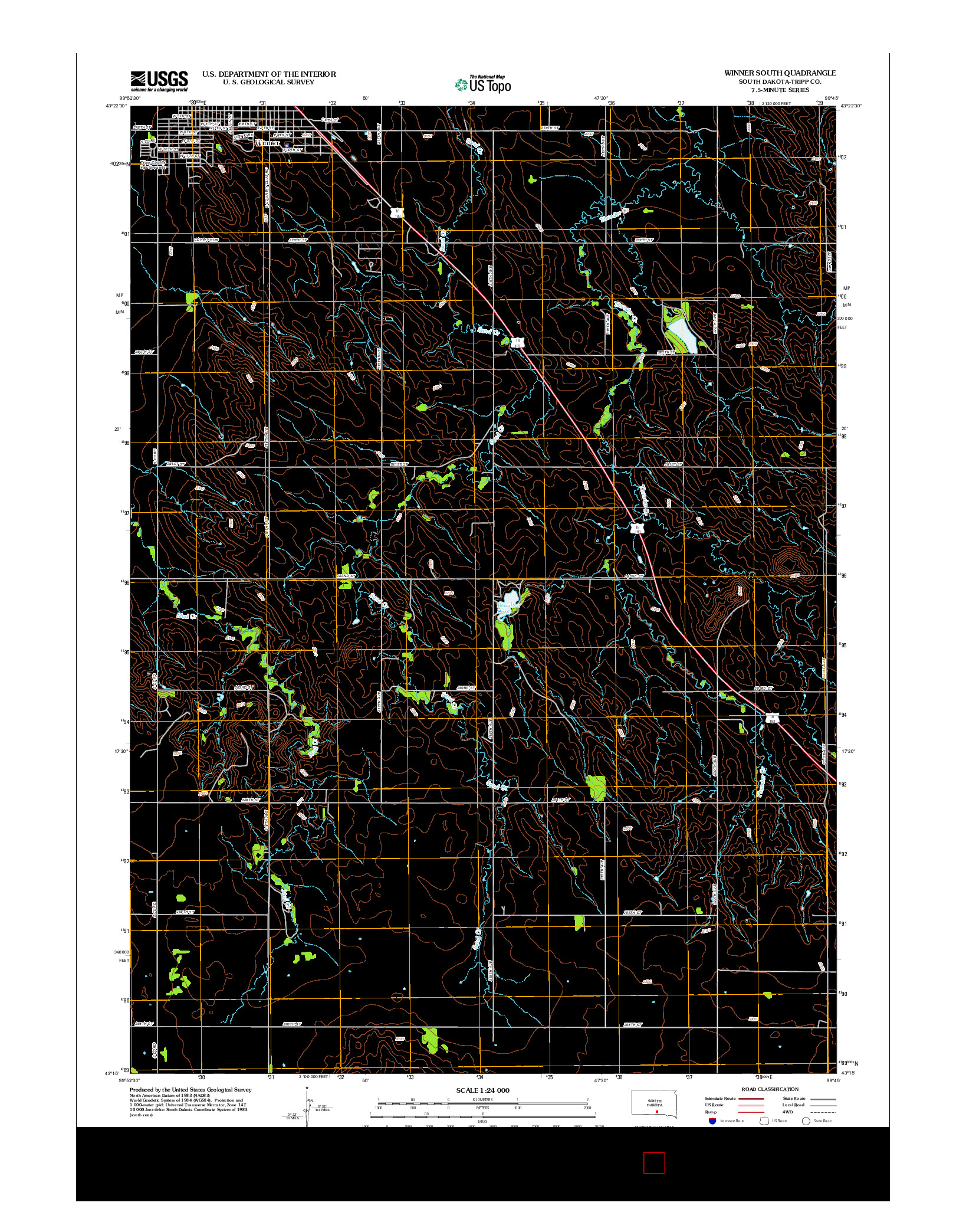 USGS US TOPO 7.5-MINUTE MAP FOR WINNER SOUTH, SD 2012