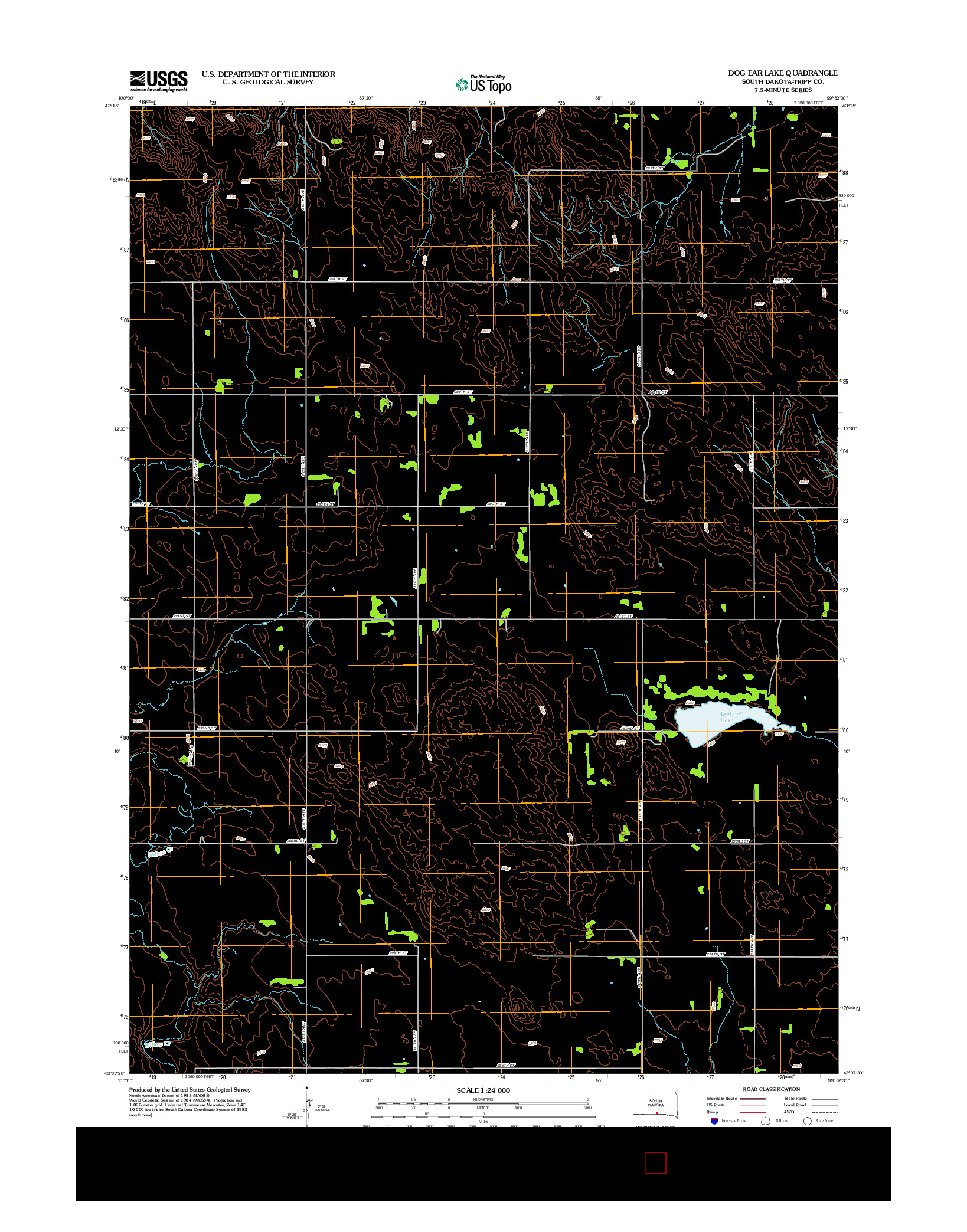 USGS US TOPO 7.5-MINUTE MAP FOR DOG EAR LAKE, SD 2012