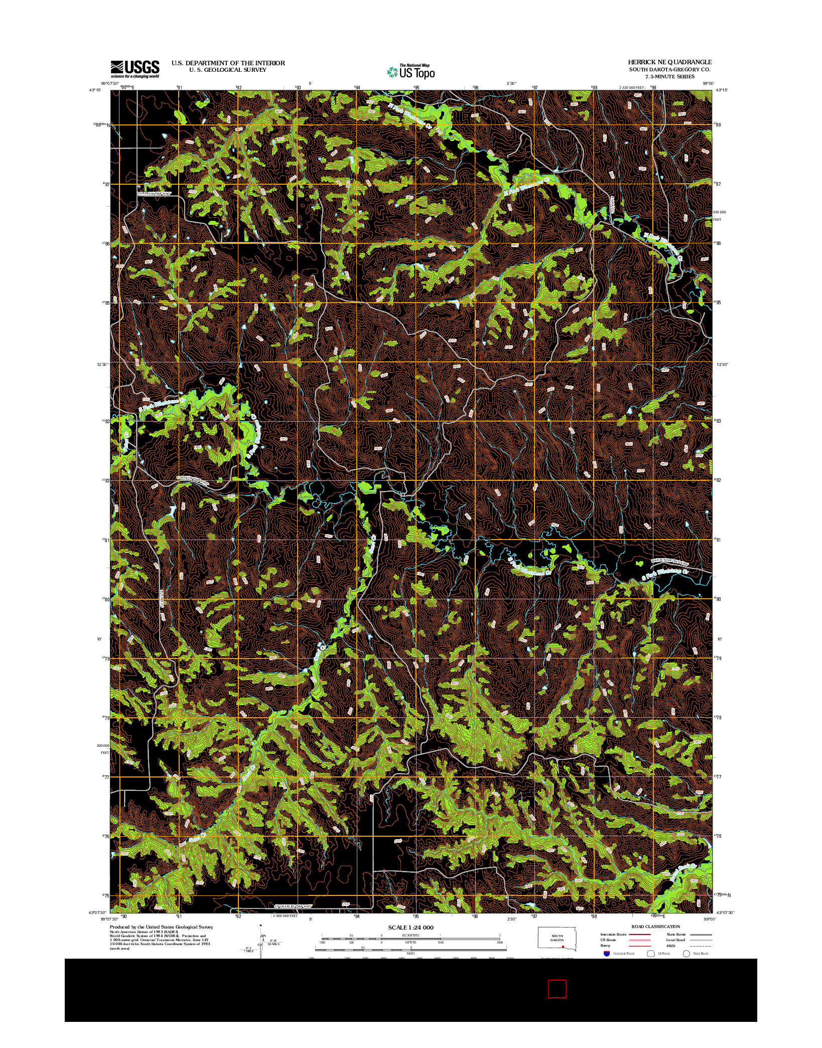 USGS US TOPO 7.5-MINUTE MAP FOR HERRICK NE, SD 2012