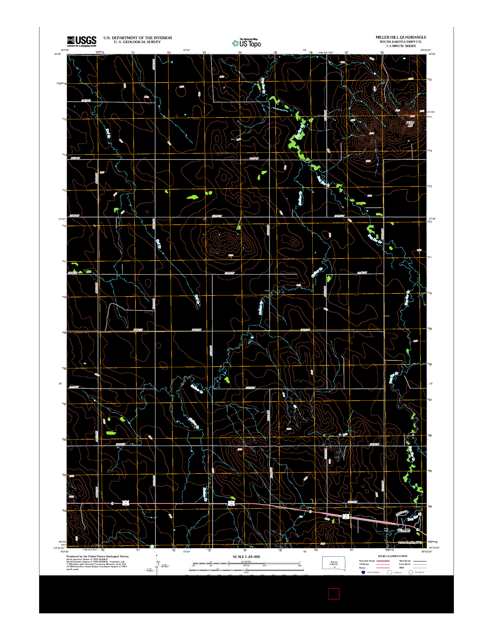 USGS US TOPO 7.5-MINUTE MAP FOR MILLER HILL, SD 2012