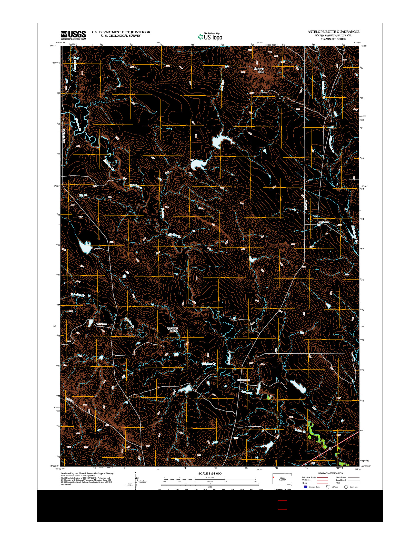 USGS US TOPO 7.5-MINUTE MAP FOR ANTELOPE BUTTE, SD 2012
