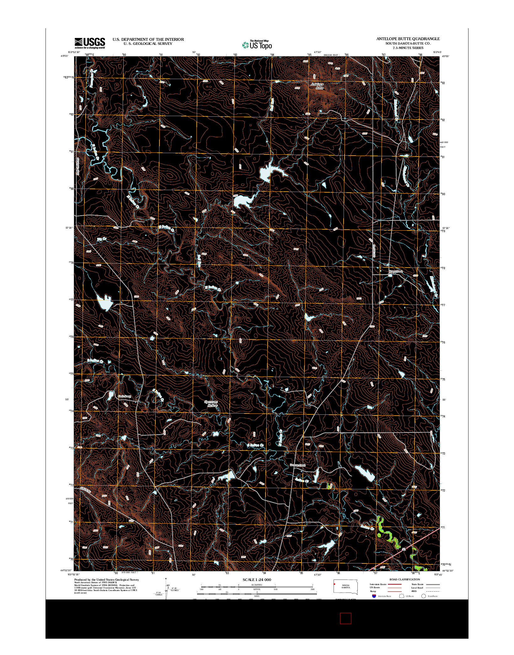 USGS US TOPO 7.5-MINUTE MAP FOR ANTELOPE BUTTE, SD 2012