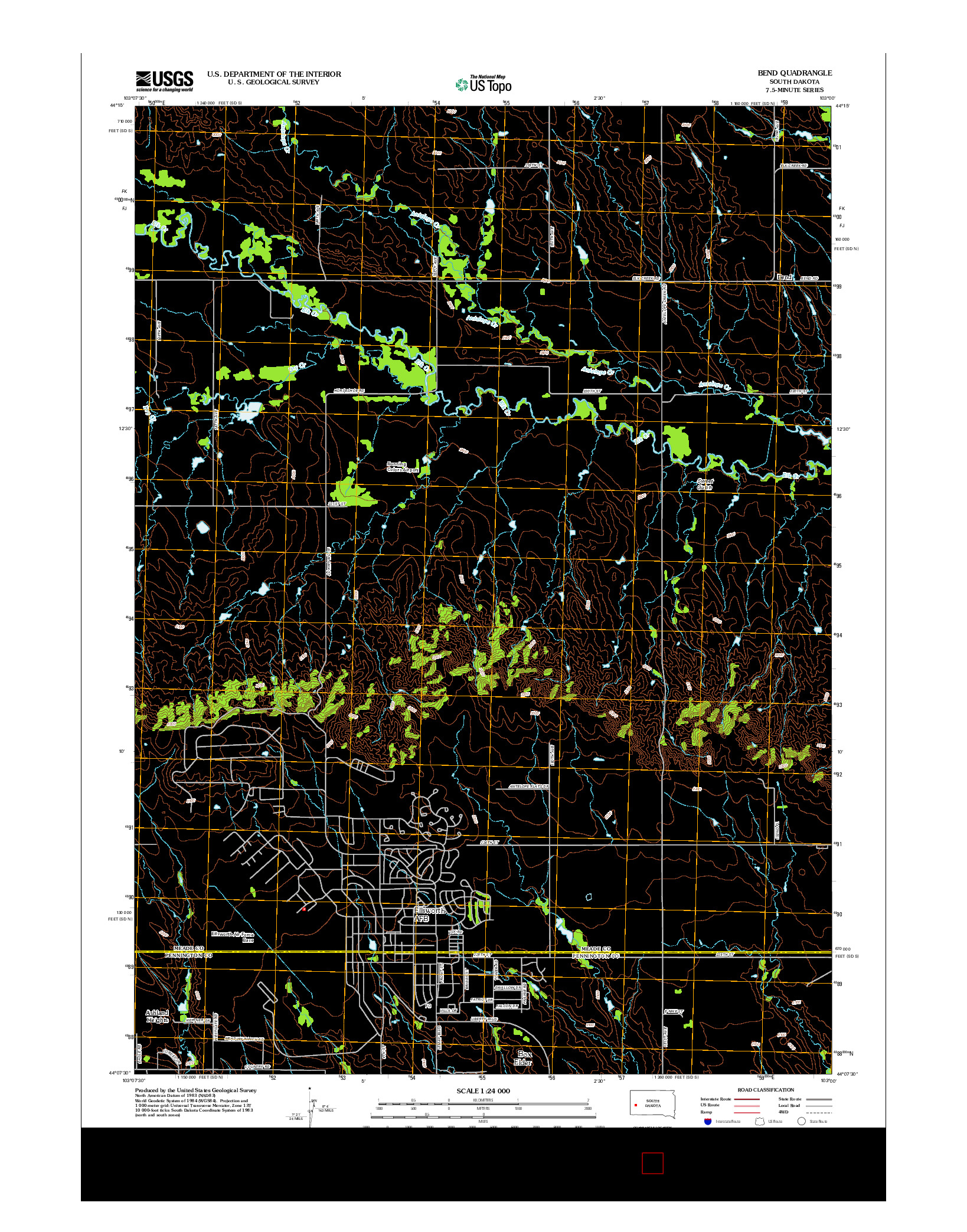 USGS US TOPO 7.5-MINUTE MAP FOR BEND, SD 2012