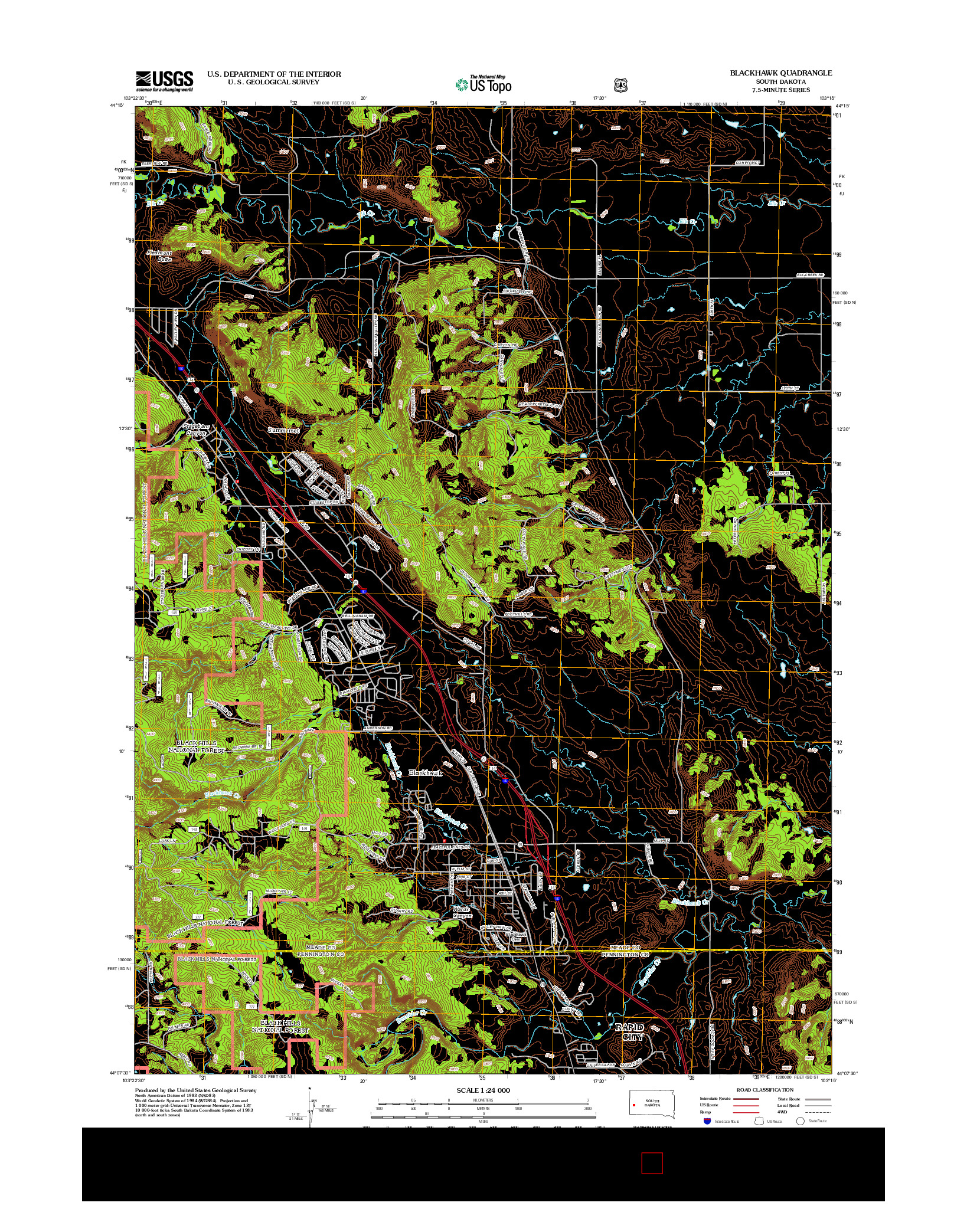 USGS US TOPO 7.5-MINUTE MAP FOR BLACKHAWK, SD 2012