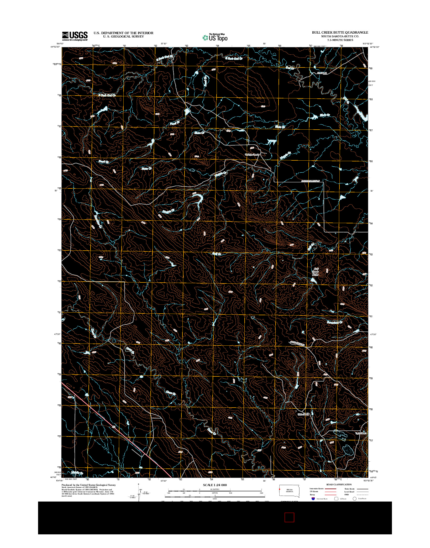 USGS US TOPO 7.5-MINUTE MAP FOR BULL CREEK BUTTE, SD 2012