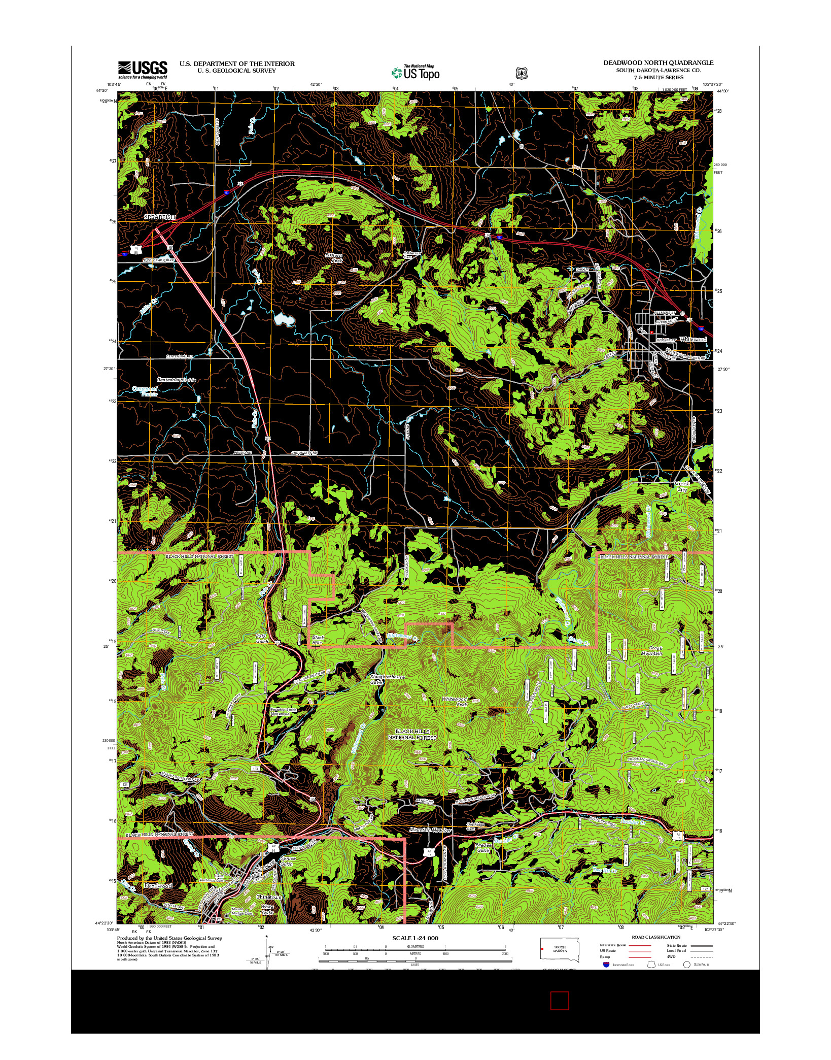 USGS US TOPO 7.5-MINUTE MAP FOR DEADWOOD NORTH, SD 2012