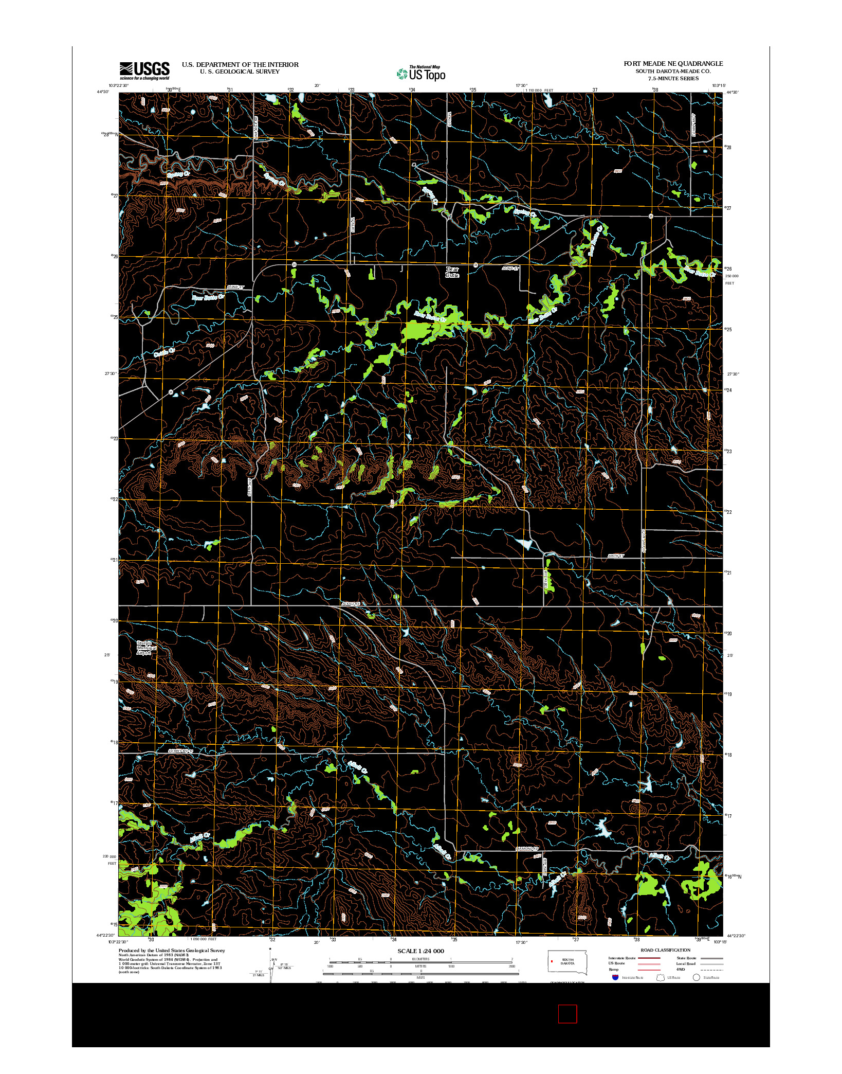 USGS US TOPO 7.5-MINUTE MAP FOR FORT MEADE NE, SD 2012