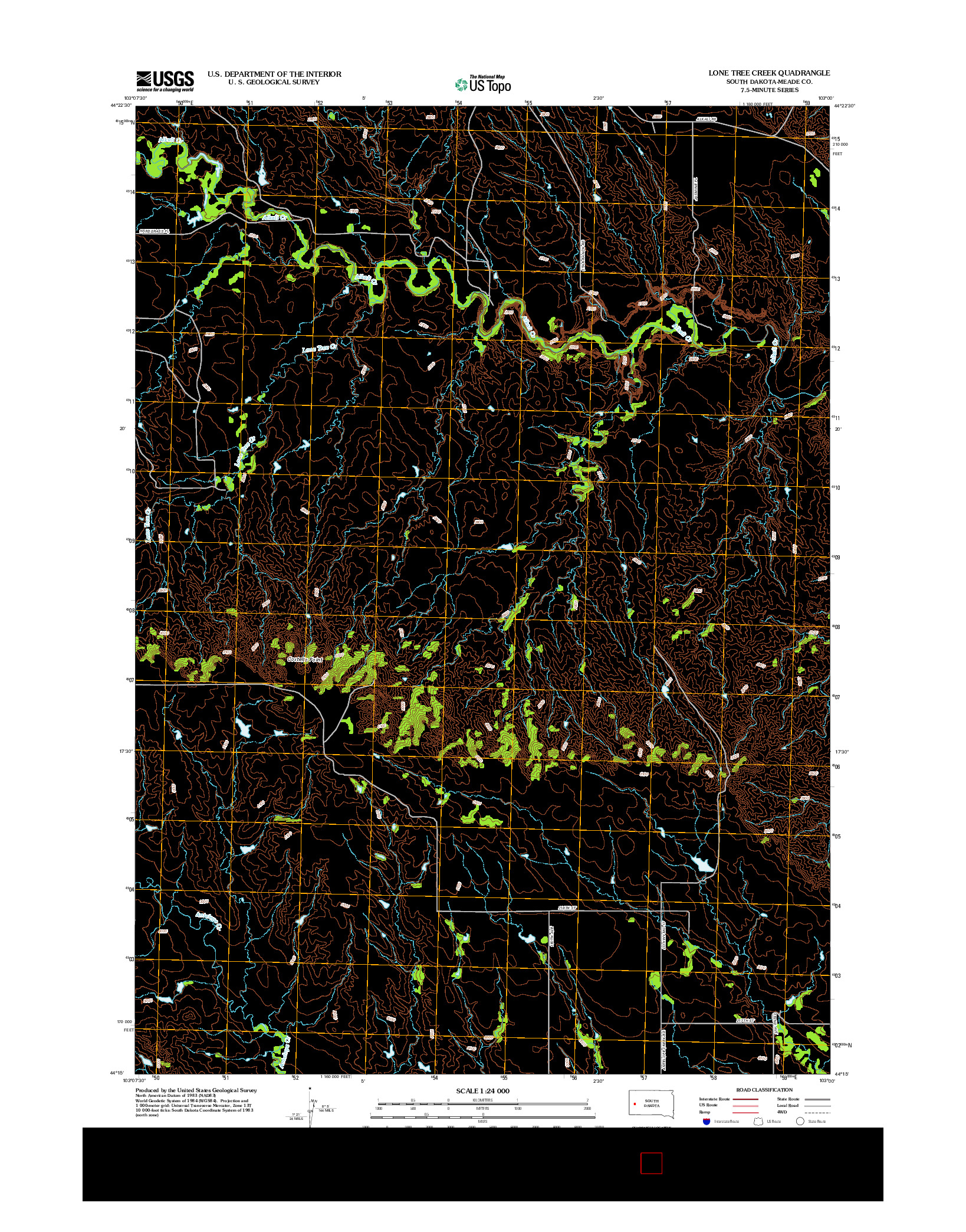 USGS US TOPO 7.5-MINUTE MAP FOR LONE TREE CREEK, SD 2012