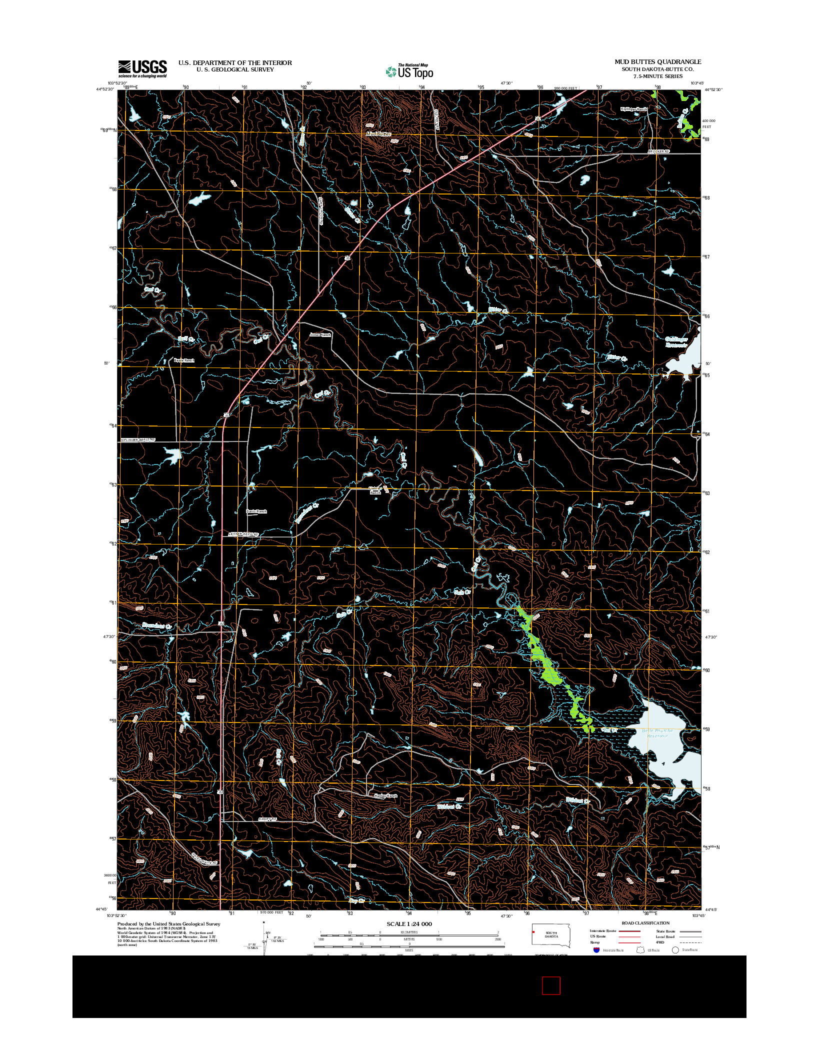 USGS US TOPO 7.5-MINUTE MAP FOR MUD BUTTES, SD 2012