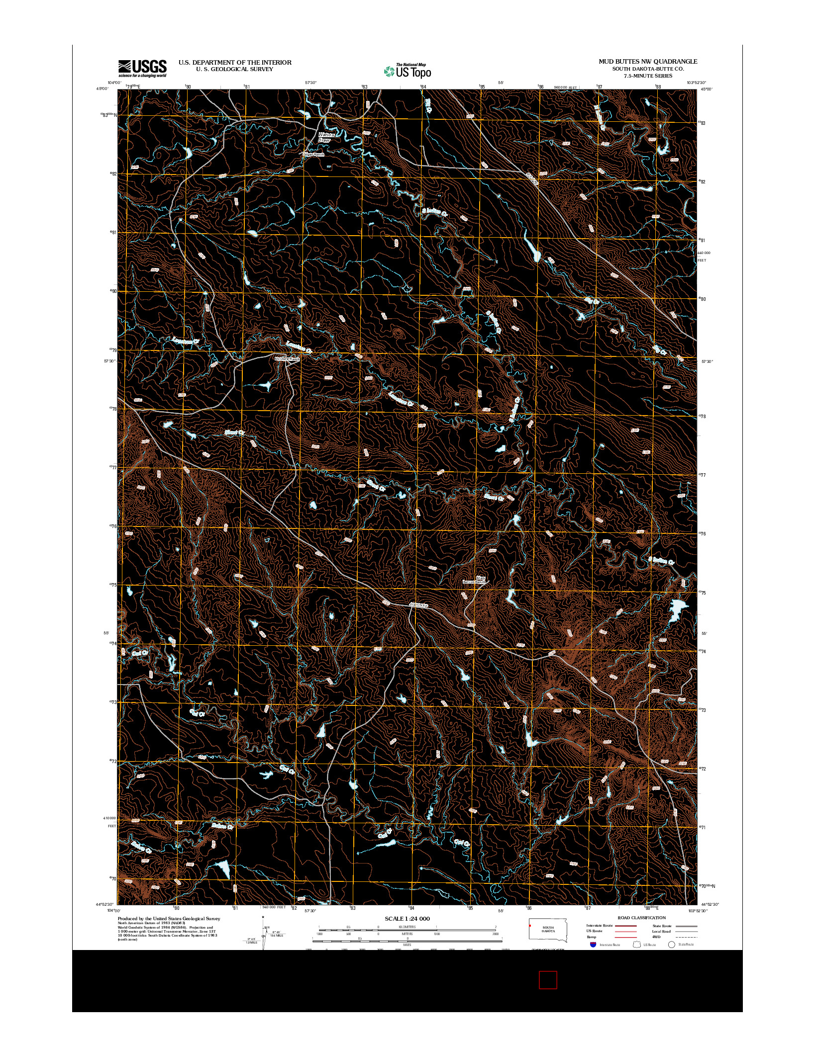 USGS US TOPO 7.5-MINUTE MAP FOR MUD BUTTES NW, SD 2012