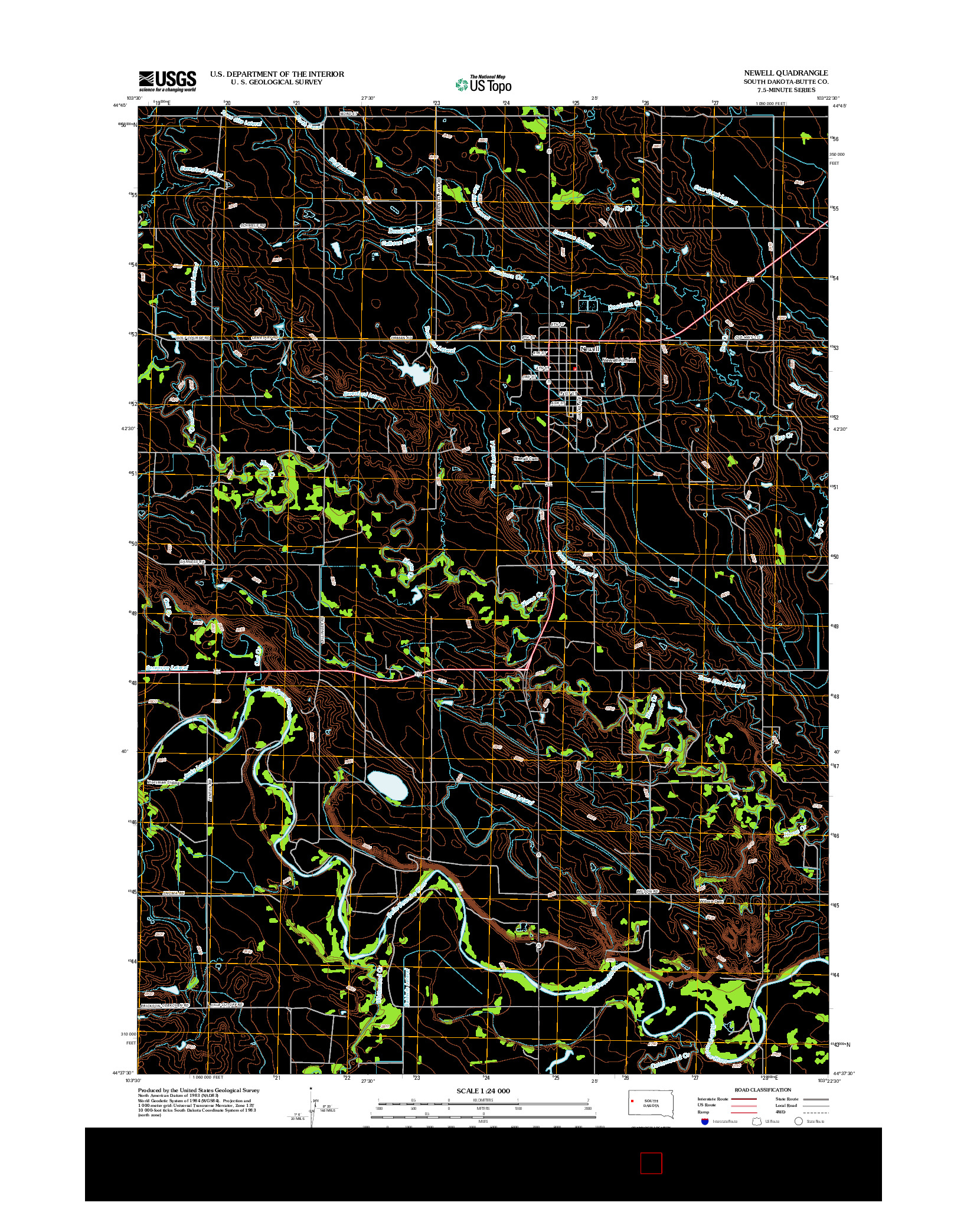 USGS US TOPO 7.5-MINUTE MAP FOR NEWELL, SD 2012