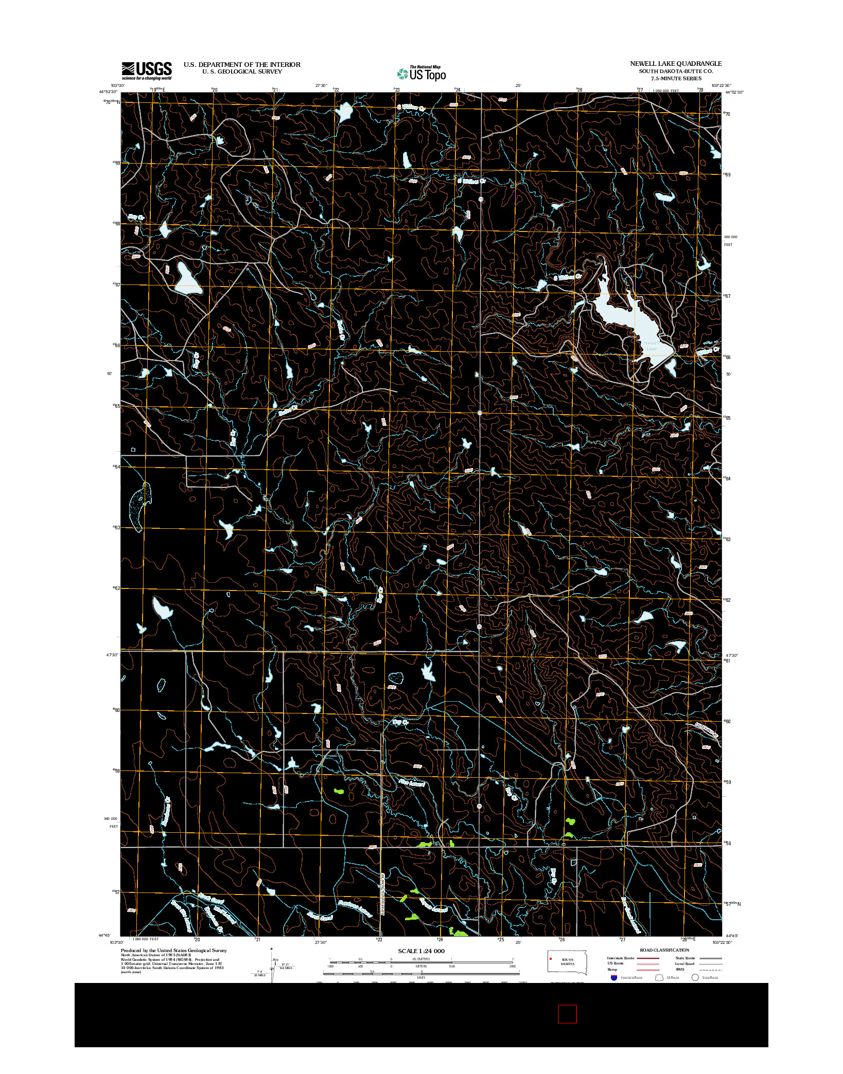 USGS US TOPO 7.5-MINUTE MAP FOR NEWELL LAKE, SD 2012