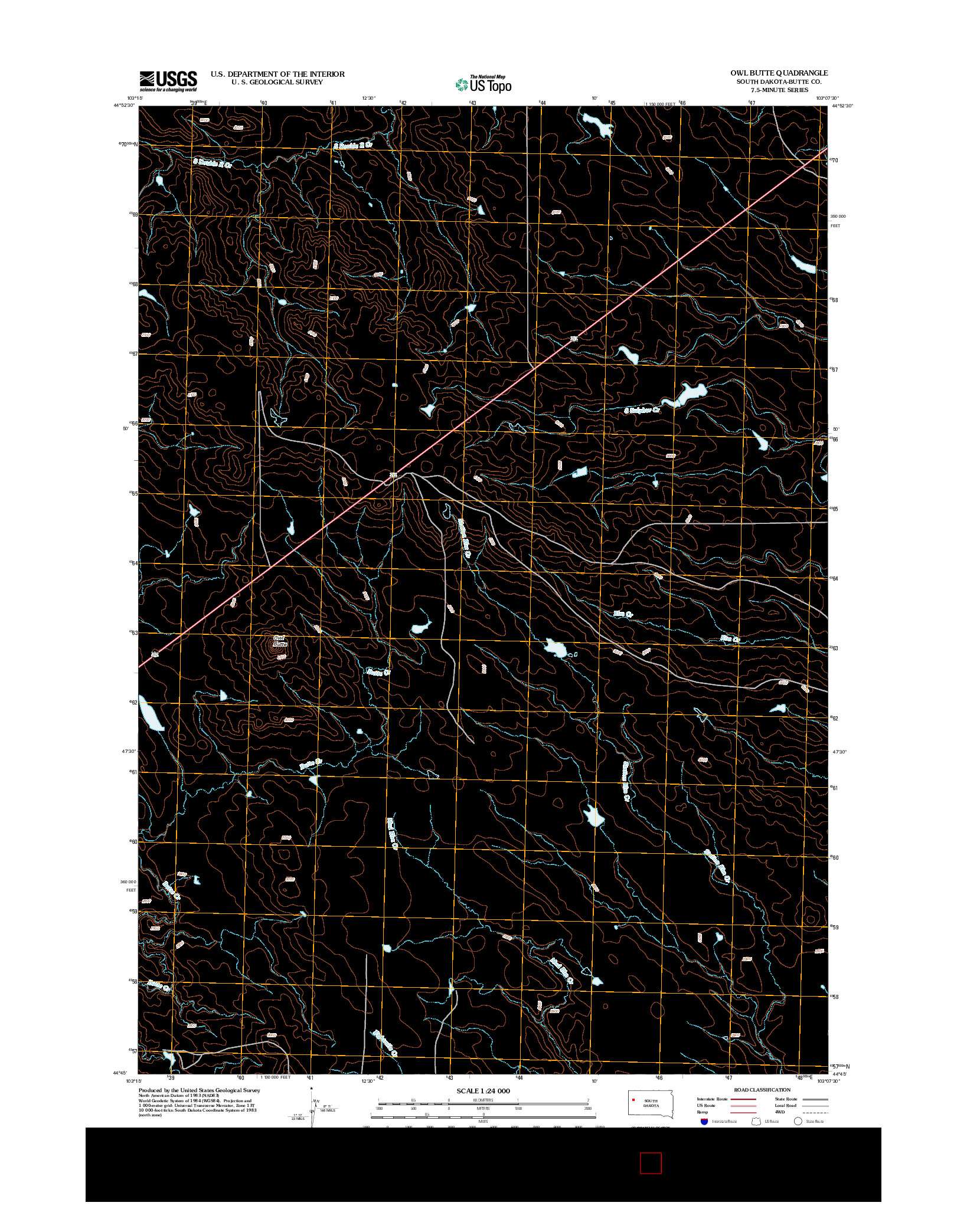 USGS US TOPO 7.5-MINUTE MAP FOR OWL BUTTE, SD 2012